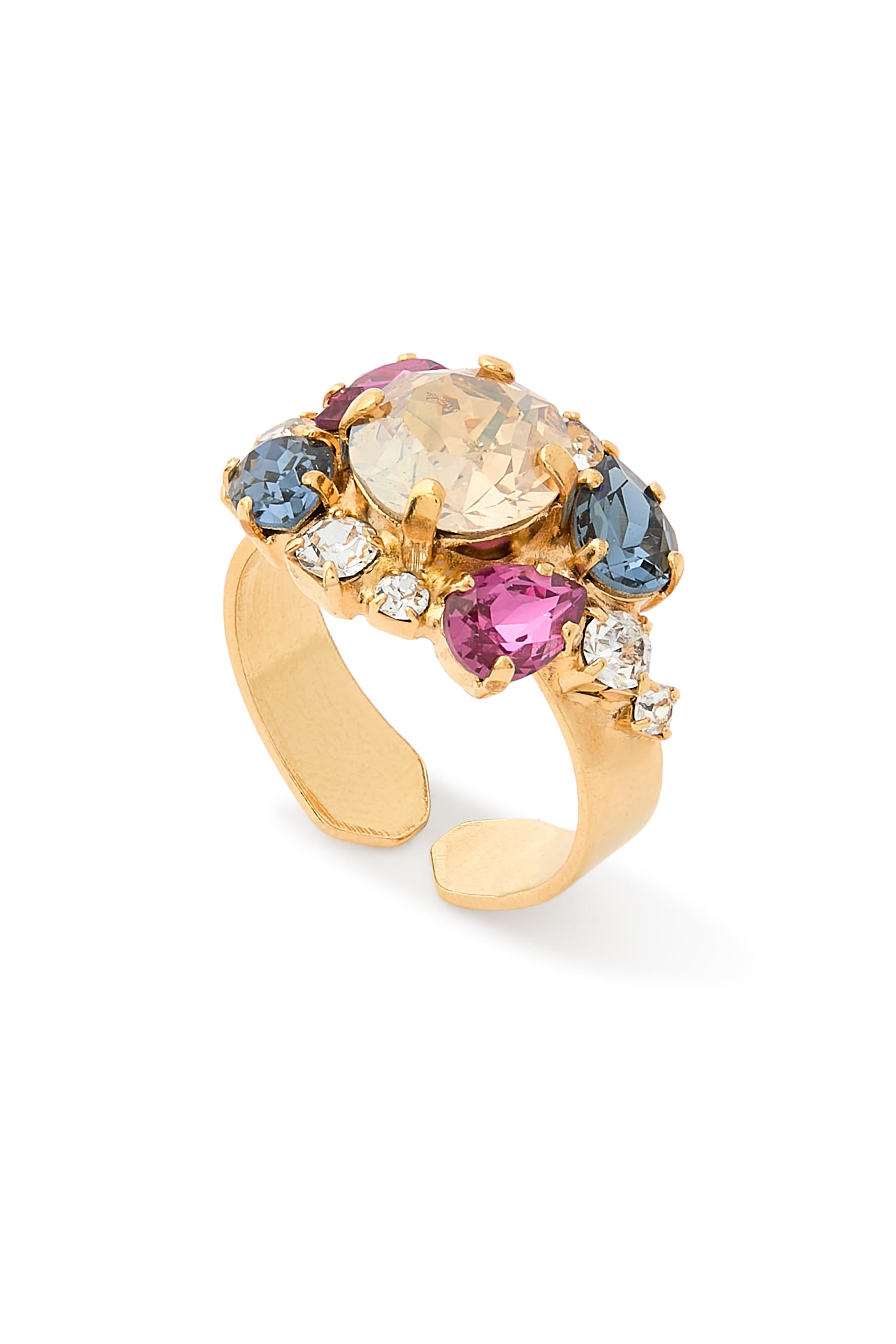 Molly Ring, 18k Gold Plated Brass & Crystals