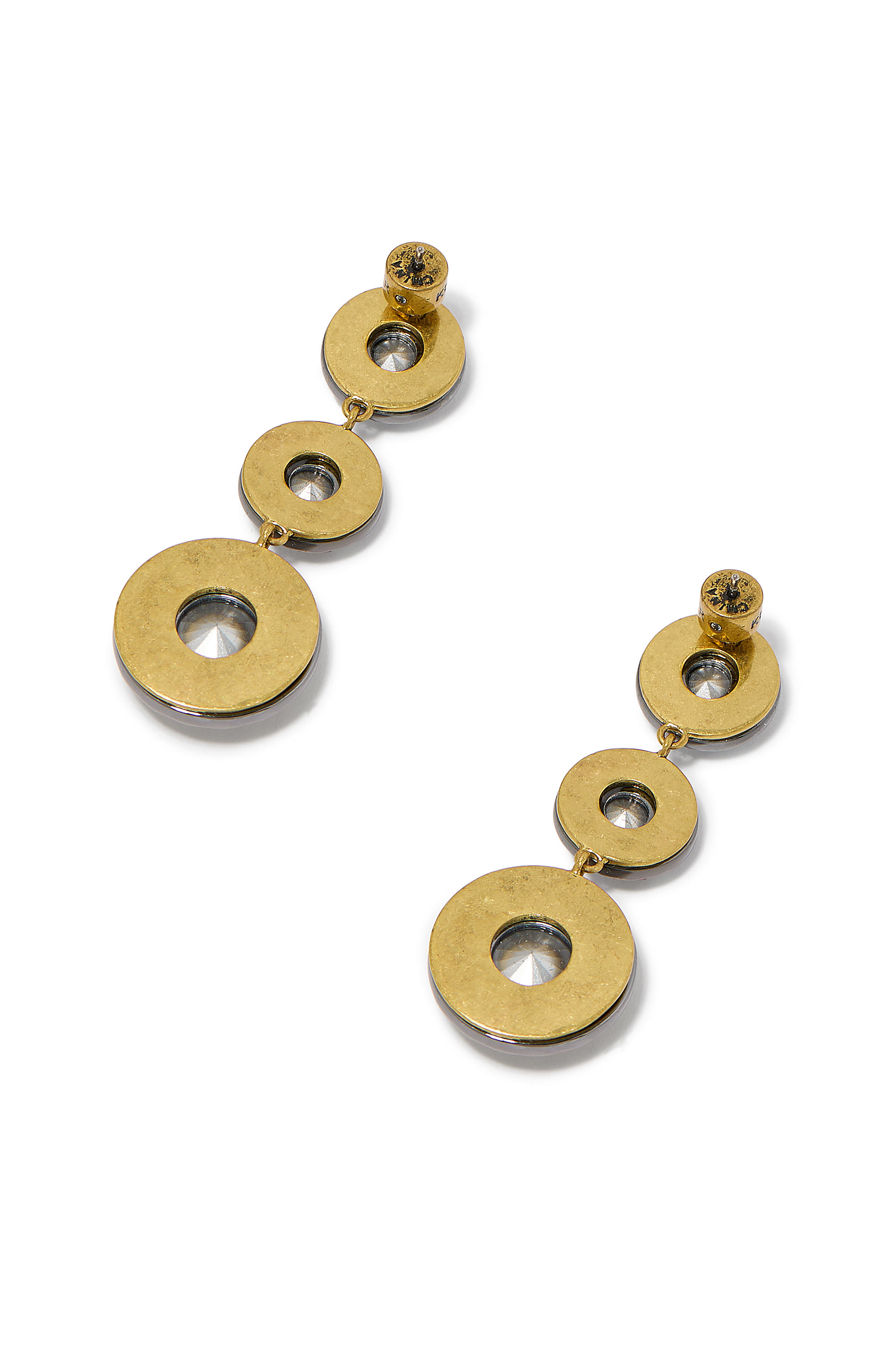 Octavia Linear Earrings, Brass & Crystals