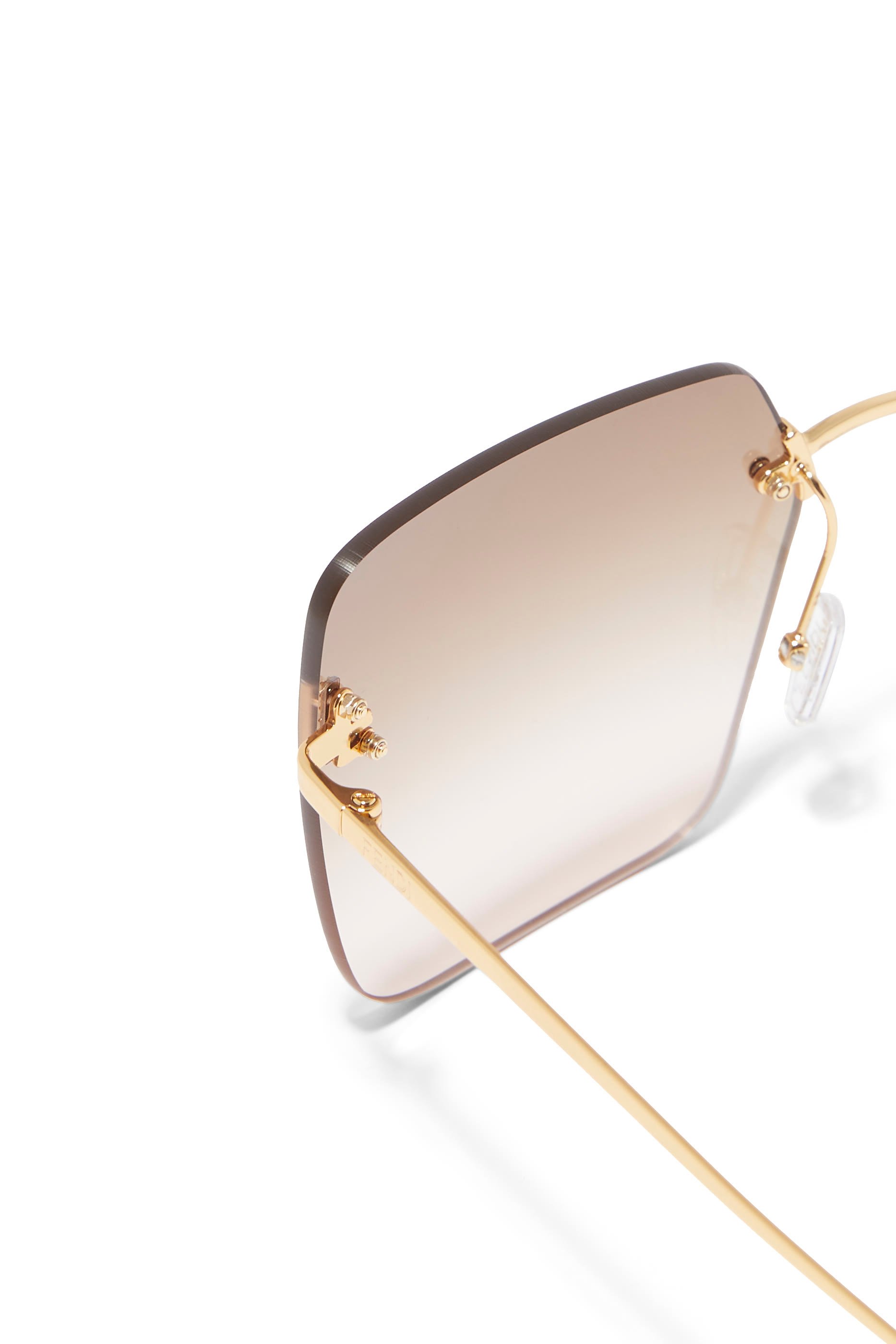 Fendi First Monogram Hardware Rimless Sunglasses