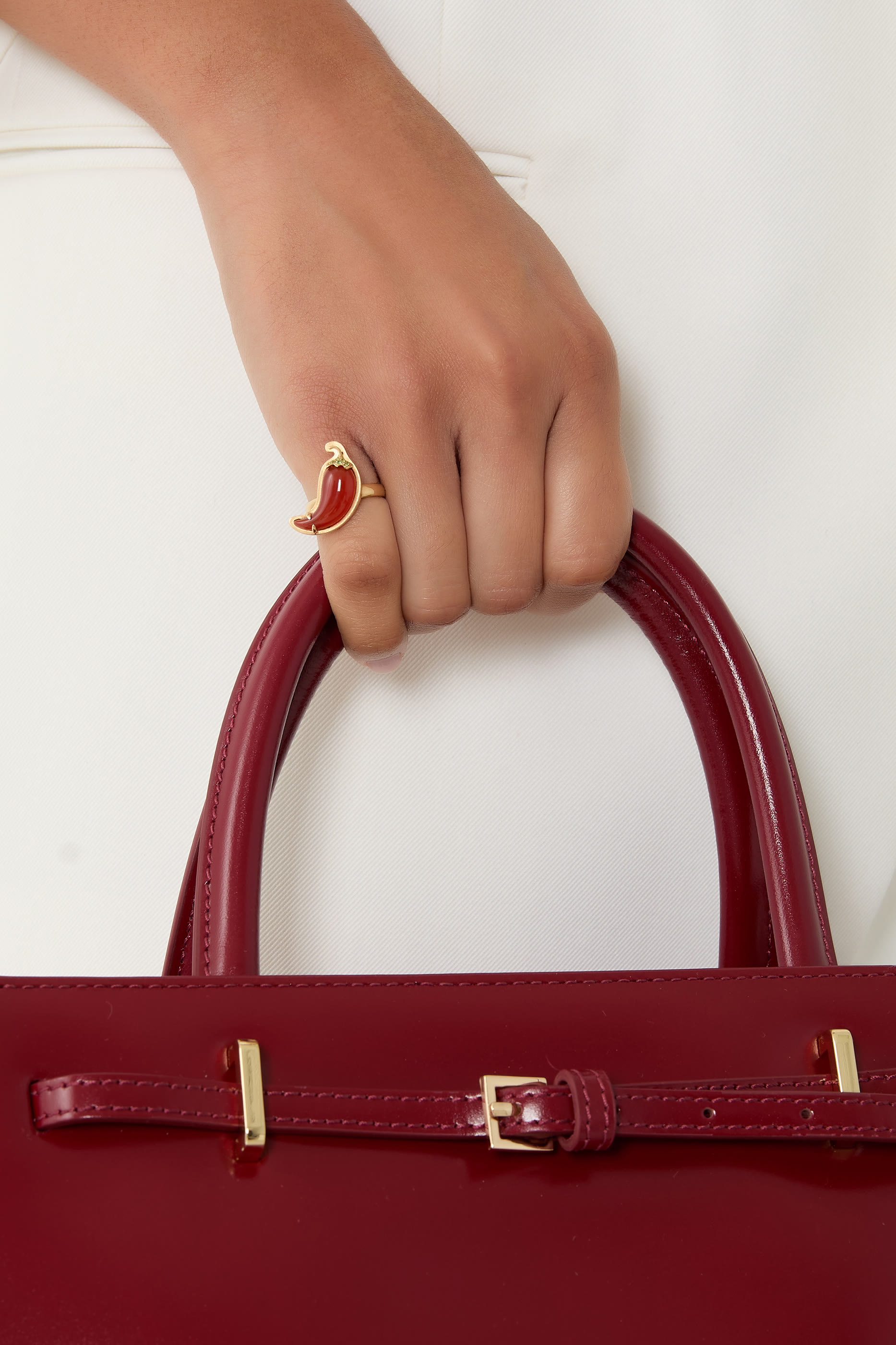 Pepper Ring, 18K Yellow Gold & Red Agate