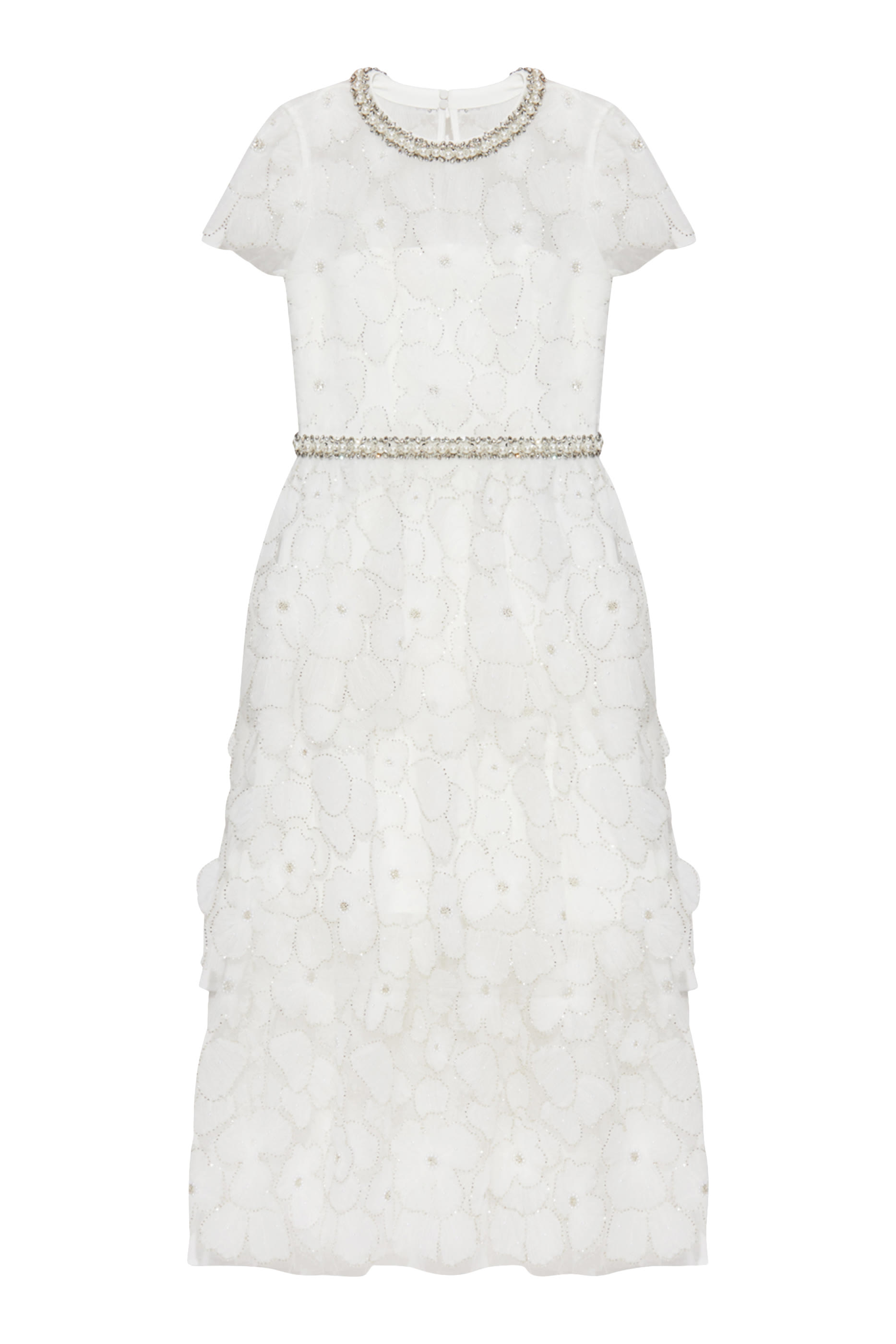 Embellished Tulle Tiered Midi Dress