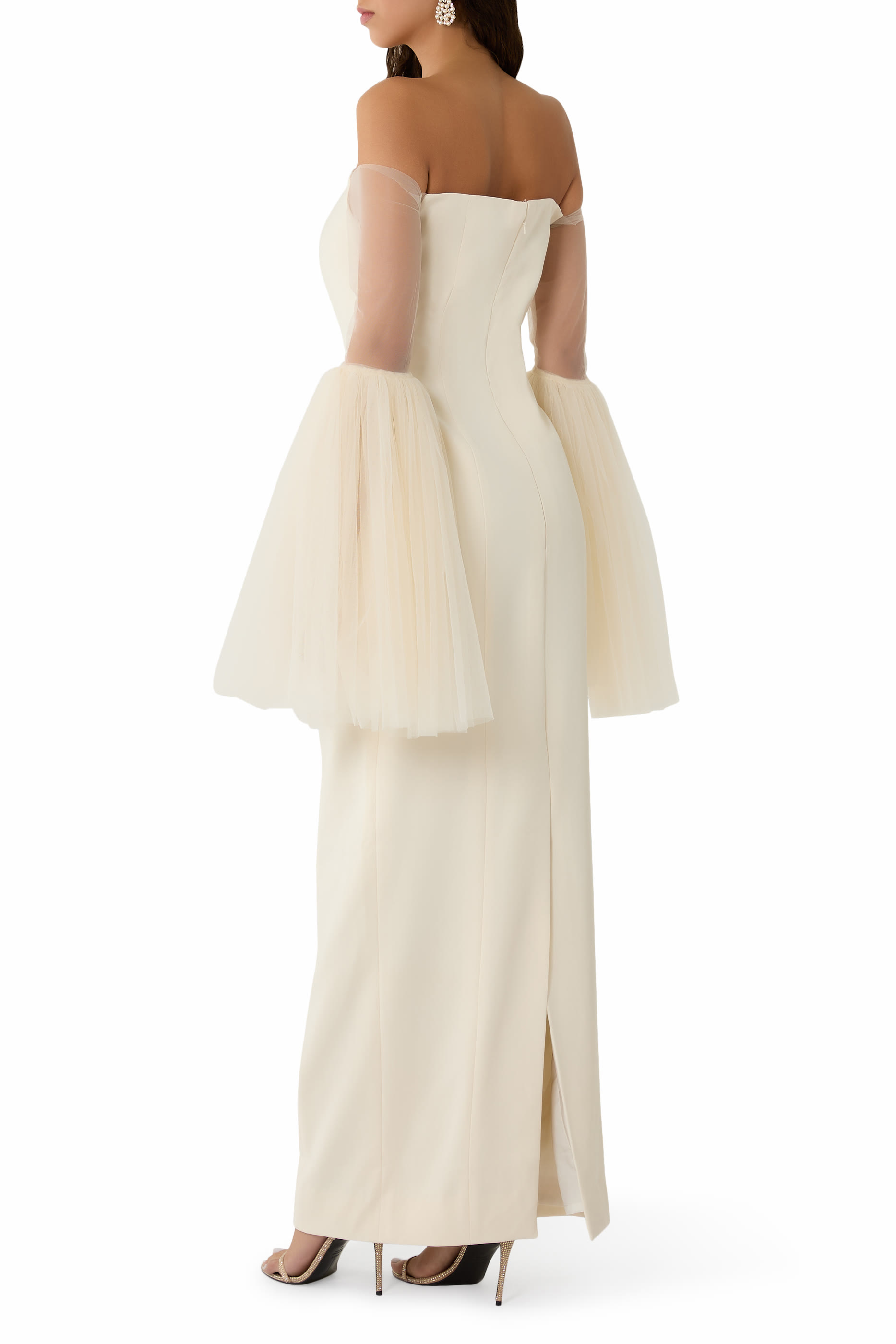 Off-Shoulder Illusion Sleeve Gown