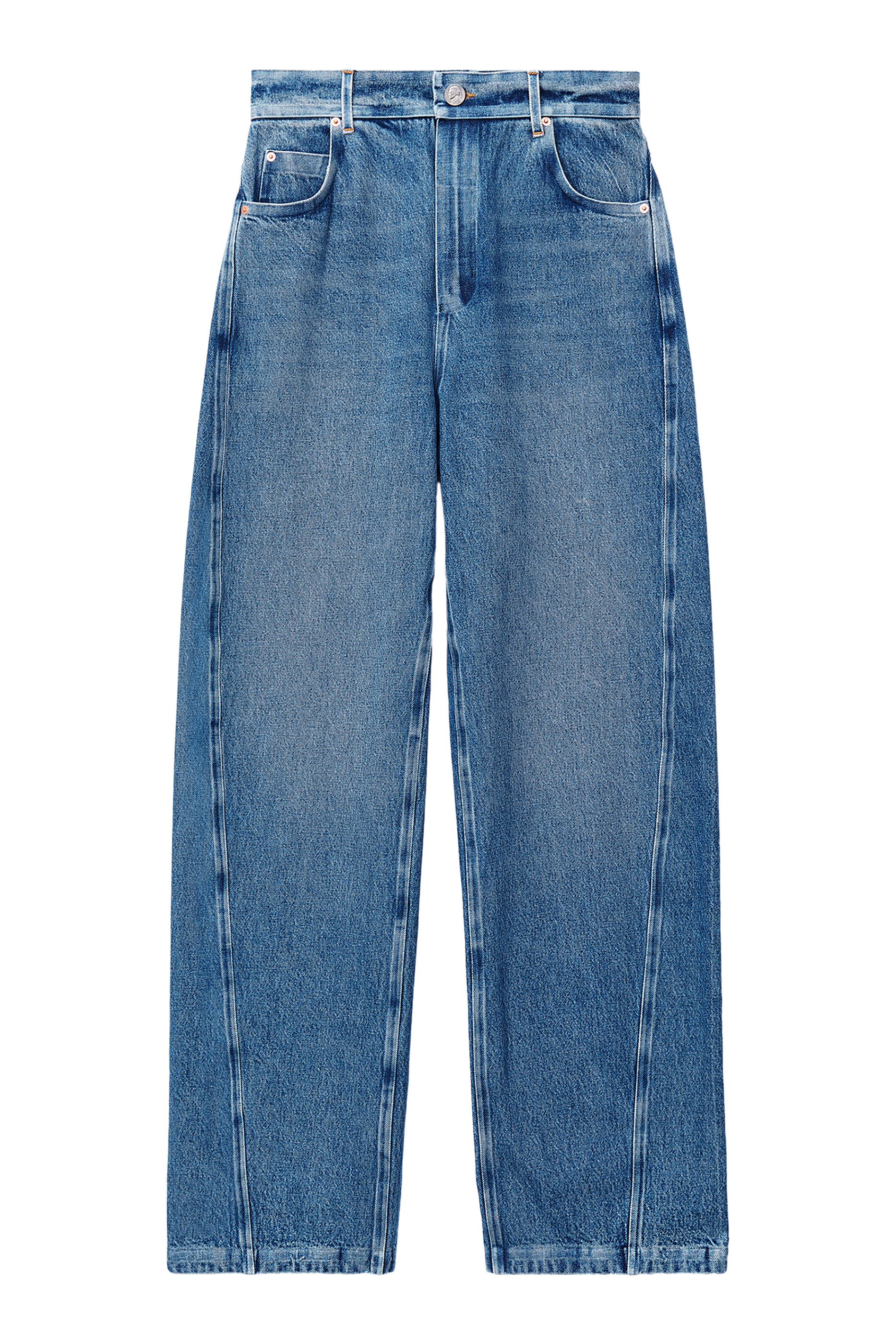 Bonded Mid-Rise Wide-Leg Balloon Cotton Jeans