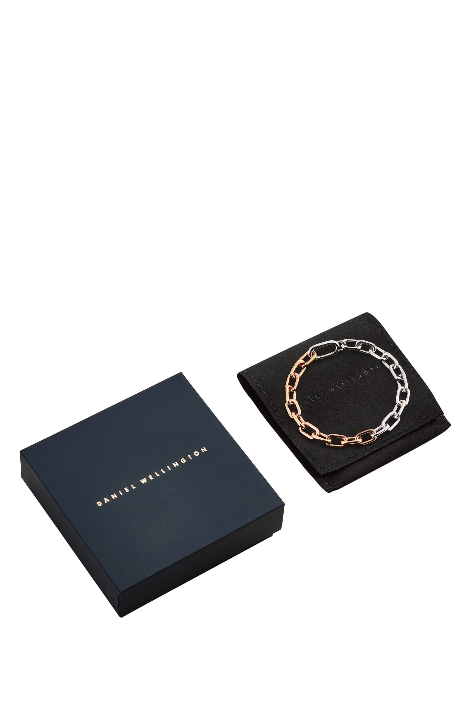 Two-Tone Contrast Link Bracelet, Stainless Steel