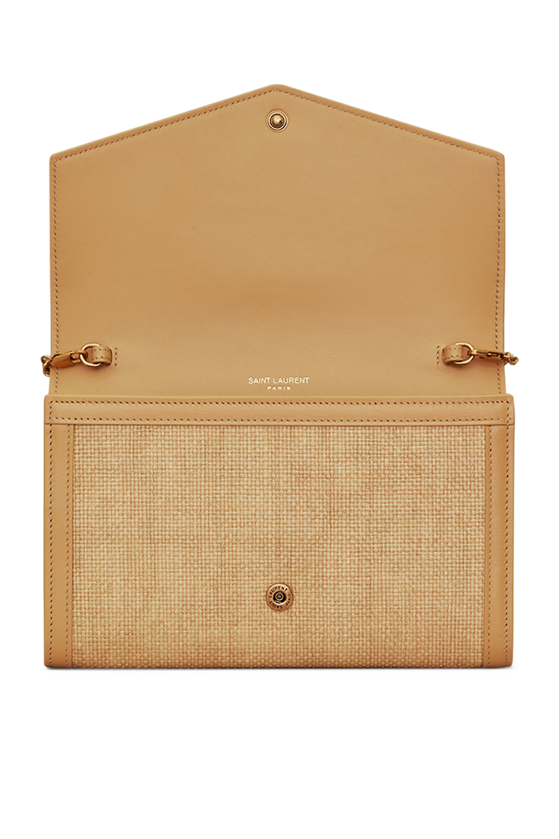 Uptown Chain Wallet in Micro Raffia