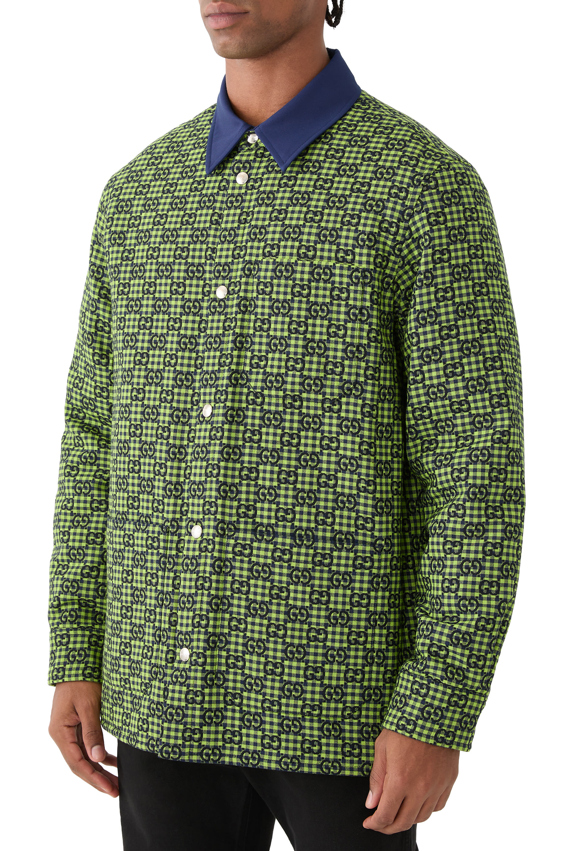 GG Gingham Cotton Wool Jacket