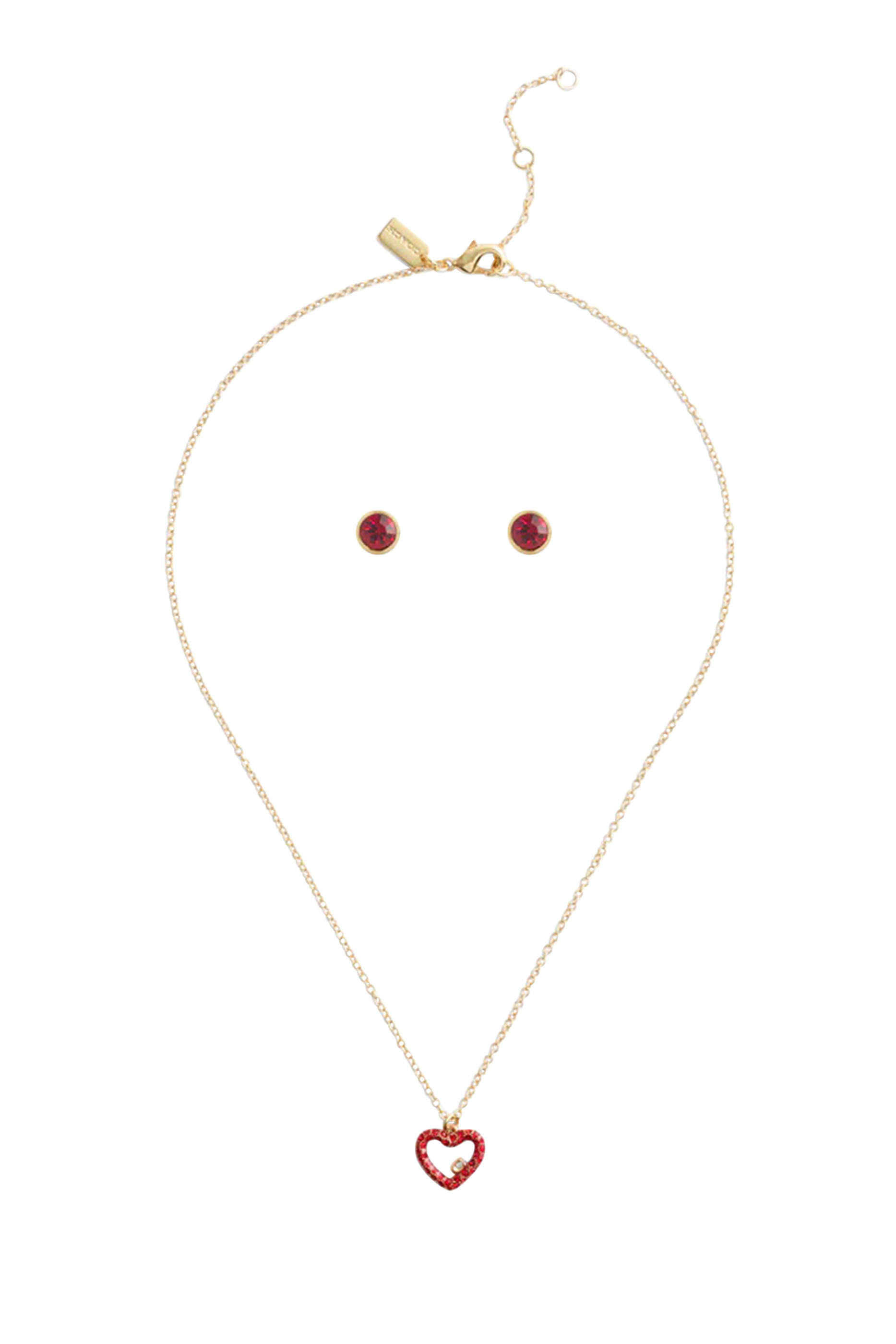 Pav&eacute; Heart Pendant Chain Necklace and Earrings Jewelry Set