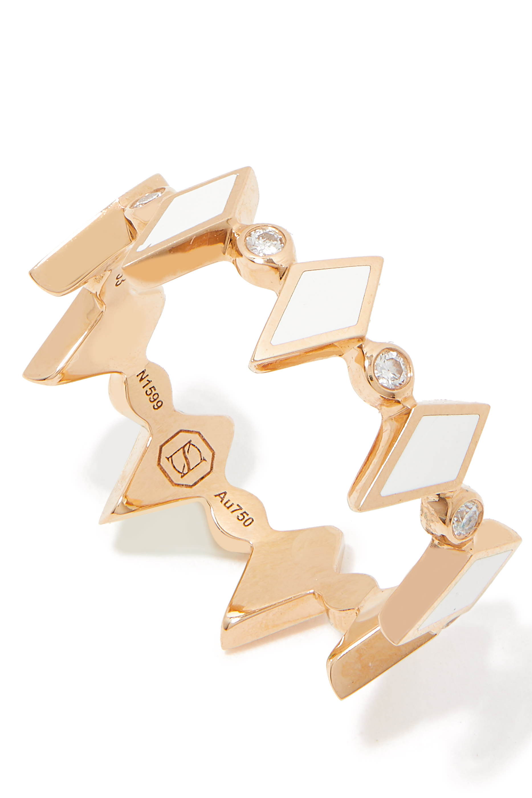 Morocco Mosaic Ring, 18k Pink Gold & Diamonds, Enamel