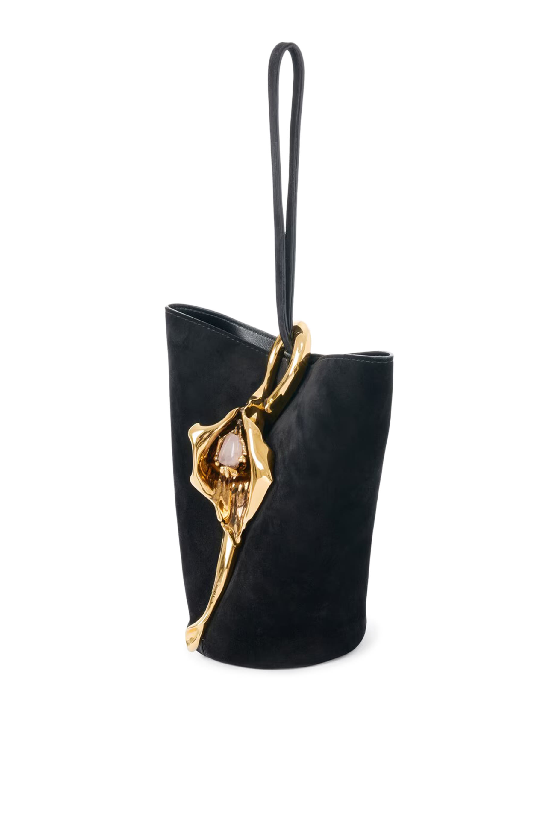 Small Eden Treasures Wristlet Bucket Bag in Suede Leather