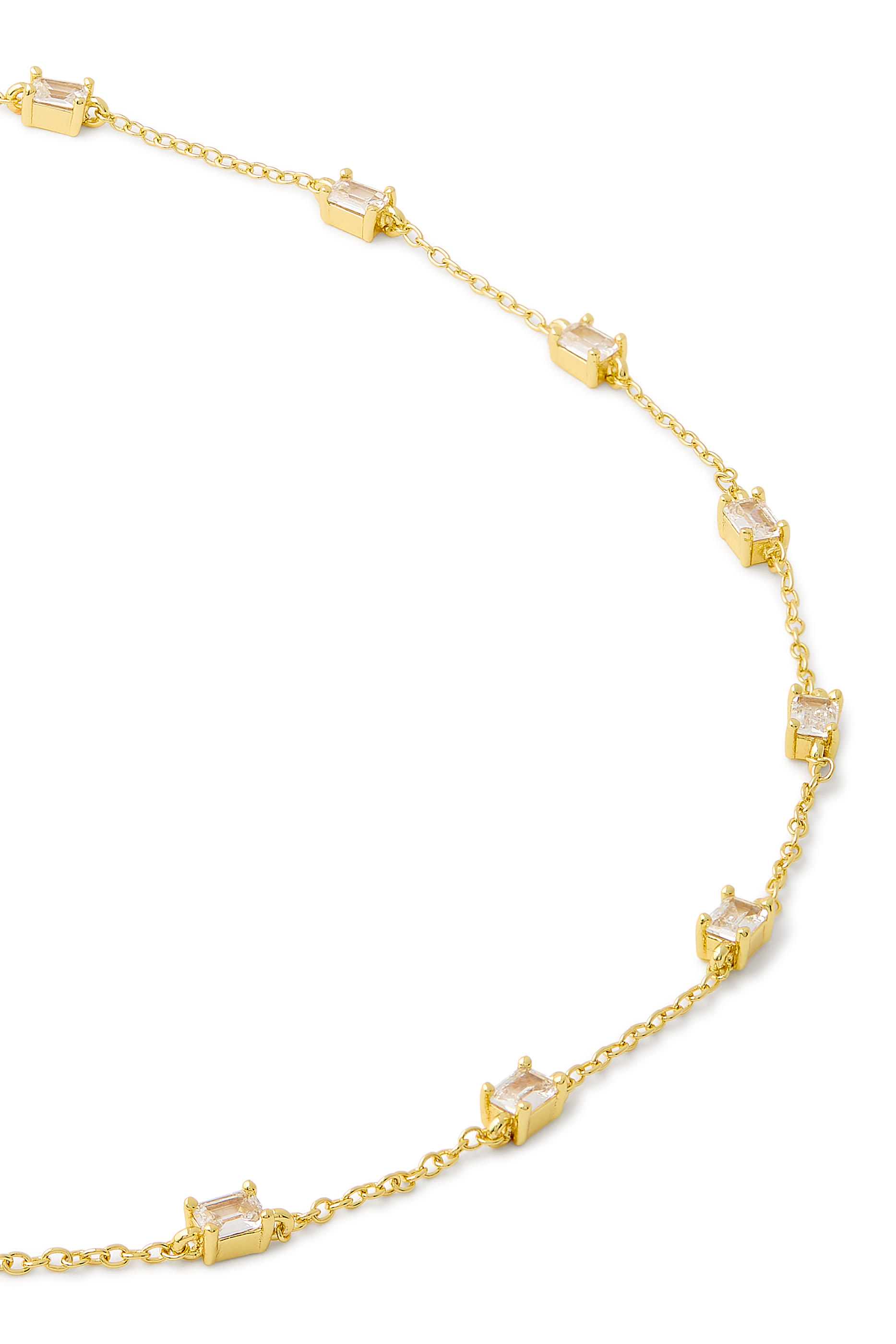 Chain Necklace, 14K Yellow Gold Plating & Cubic Zirconia