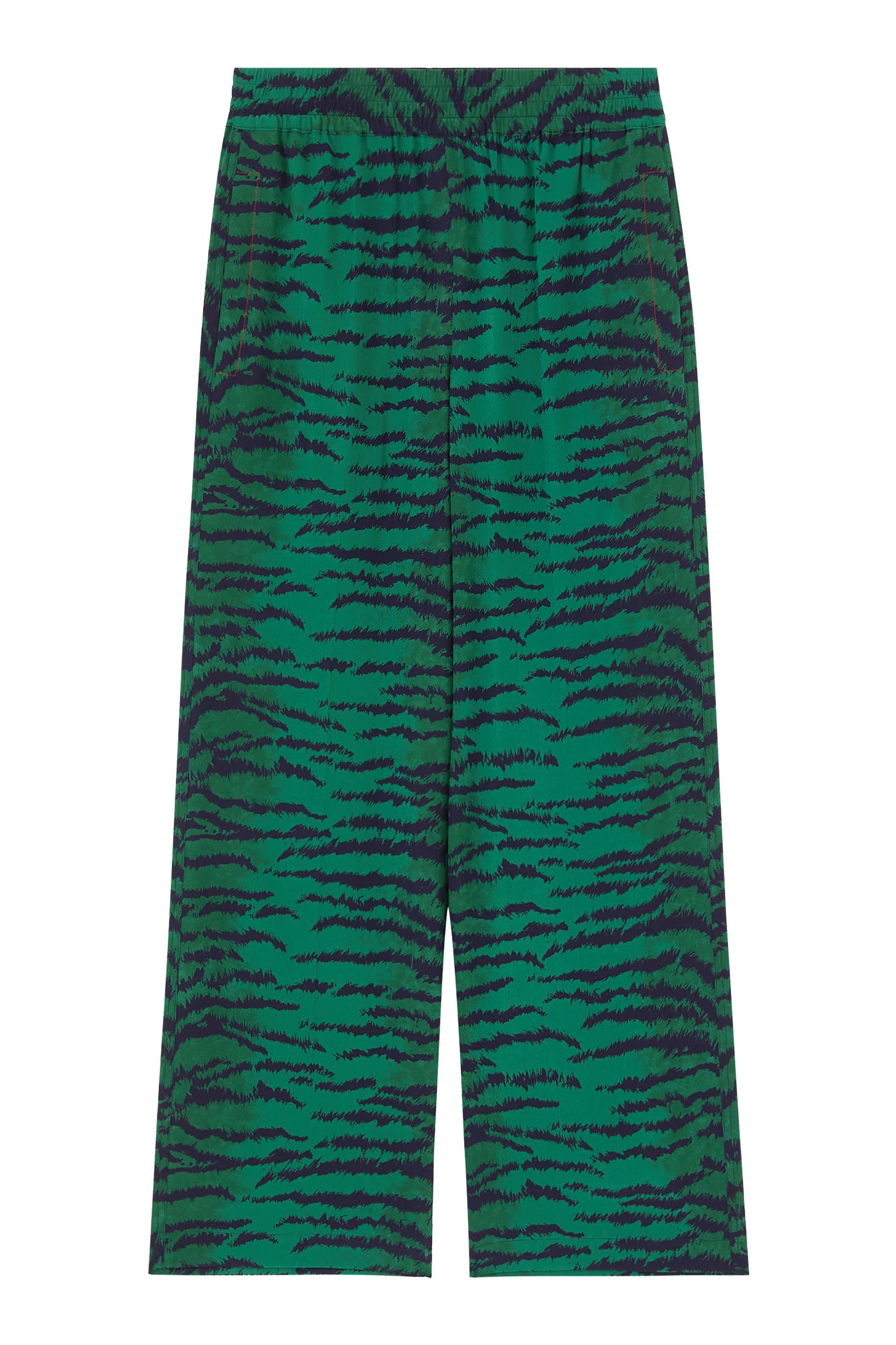 Tiger-Print Silk Pants