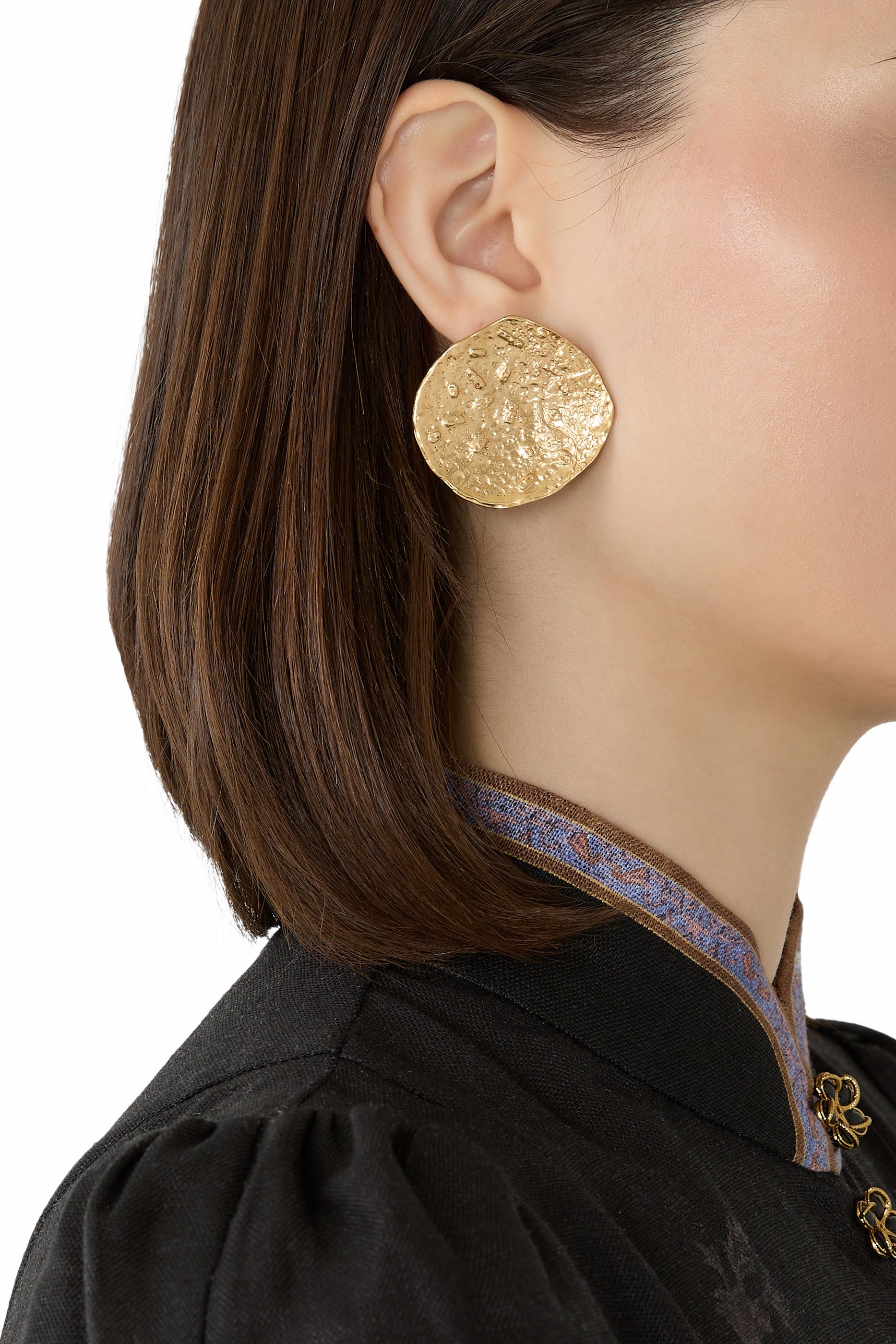  Moon Eclipse Earrings, 24kt Gold-Plated Metal