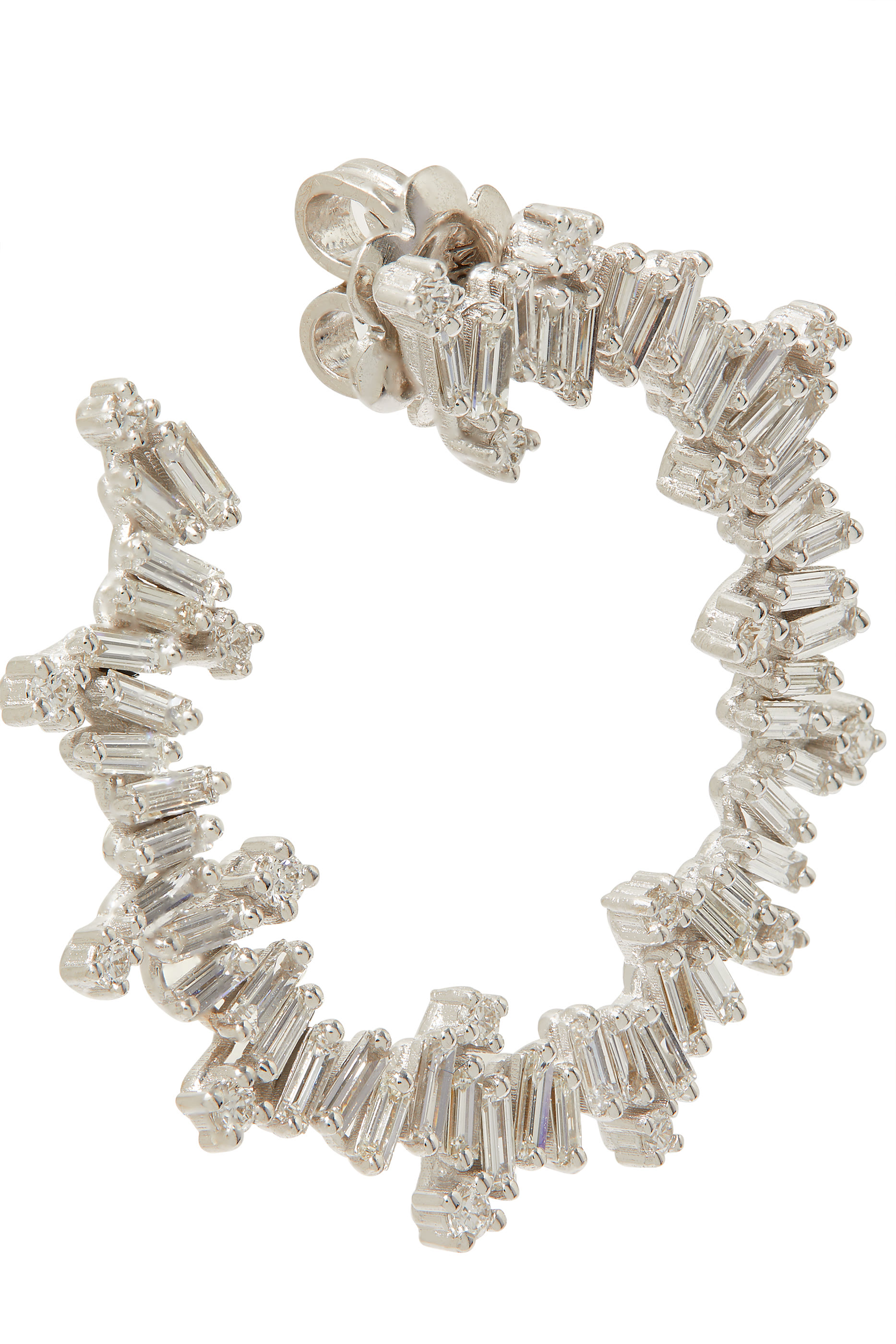 Fireworks Diamond Baguette Spiral Hoop, White Gold & Diamonds