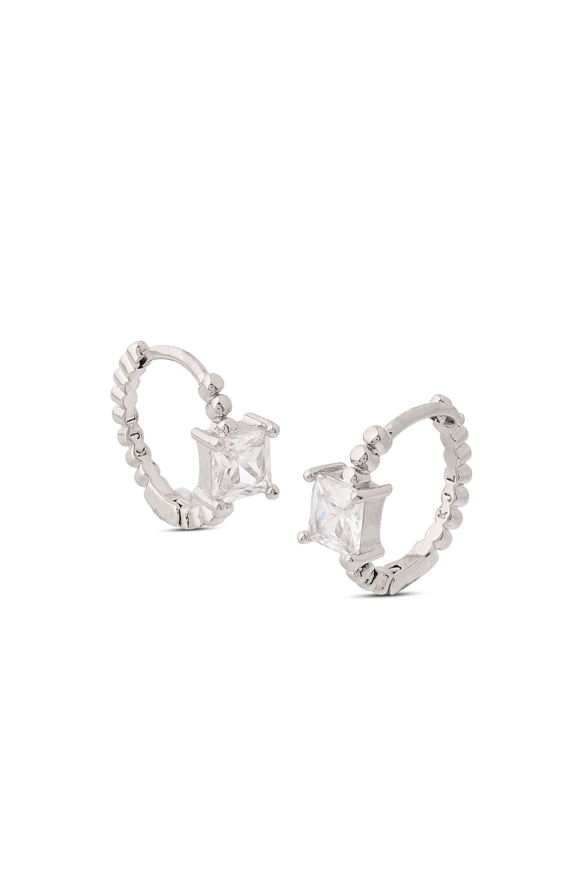 Princess On Ball Hoop Earrings, Cubic Zirconia