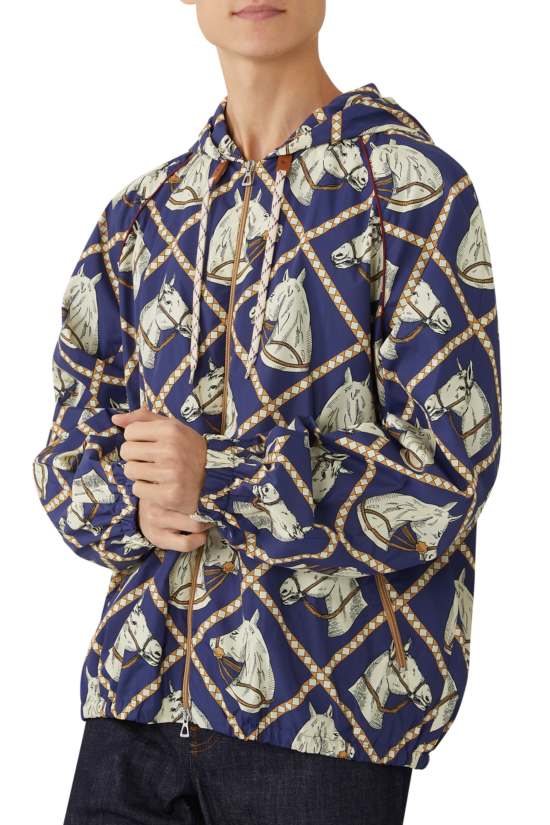 Equestrian Print Hooded Jacket