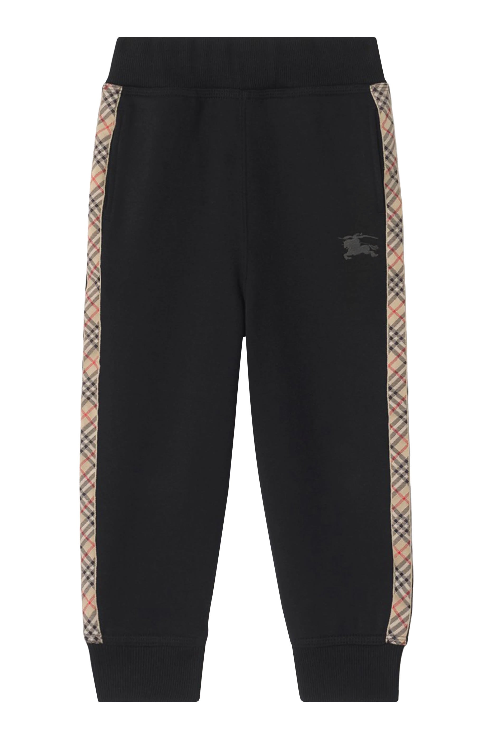 Kids Check Trim Cotton Jogging Pants 
