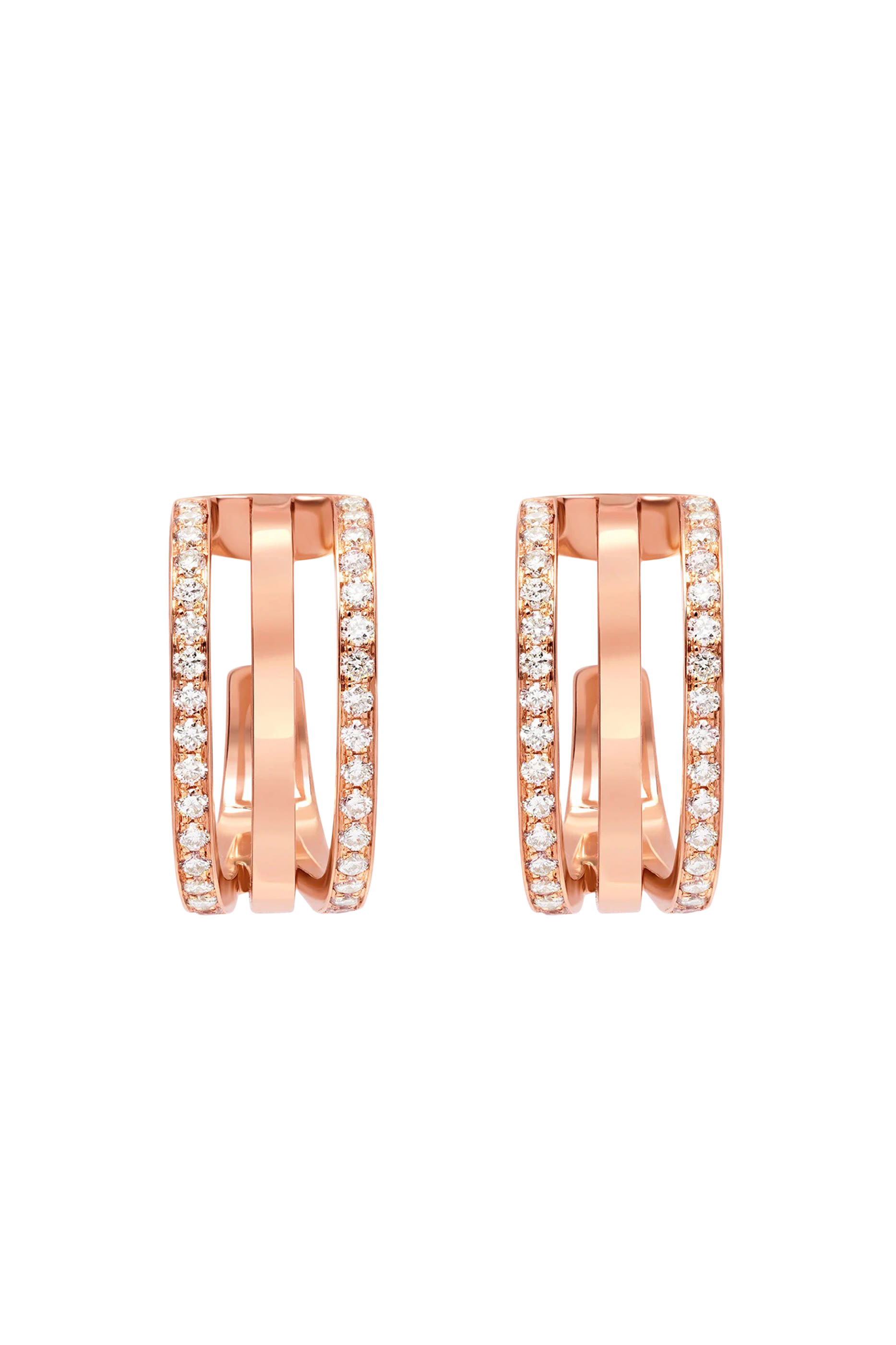 Wid Triple Earrings, 18k Rose Gold & Diamonds