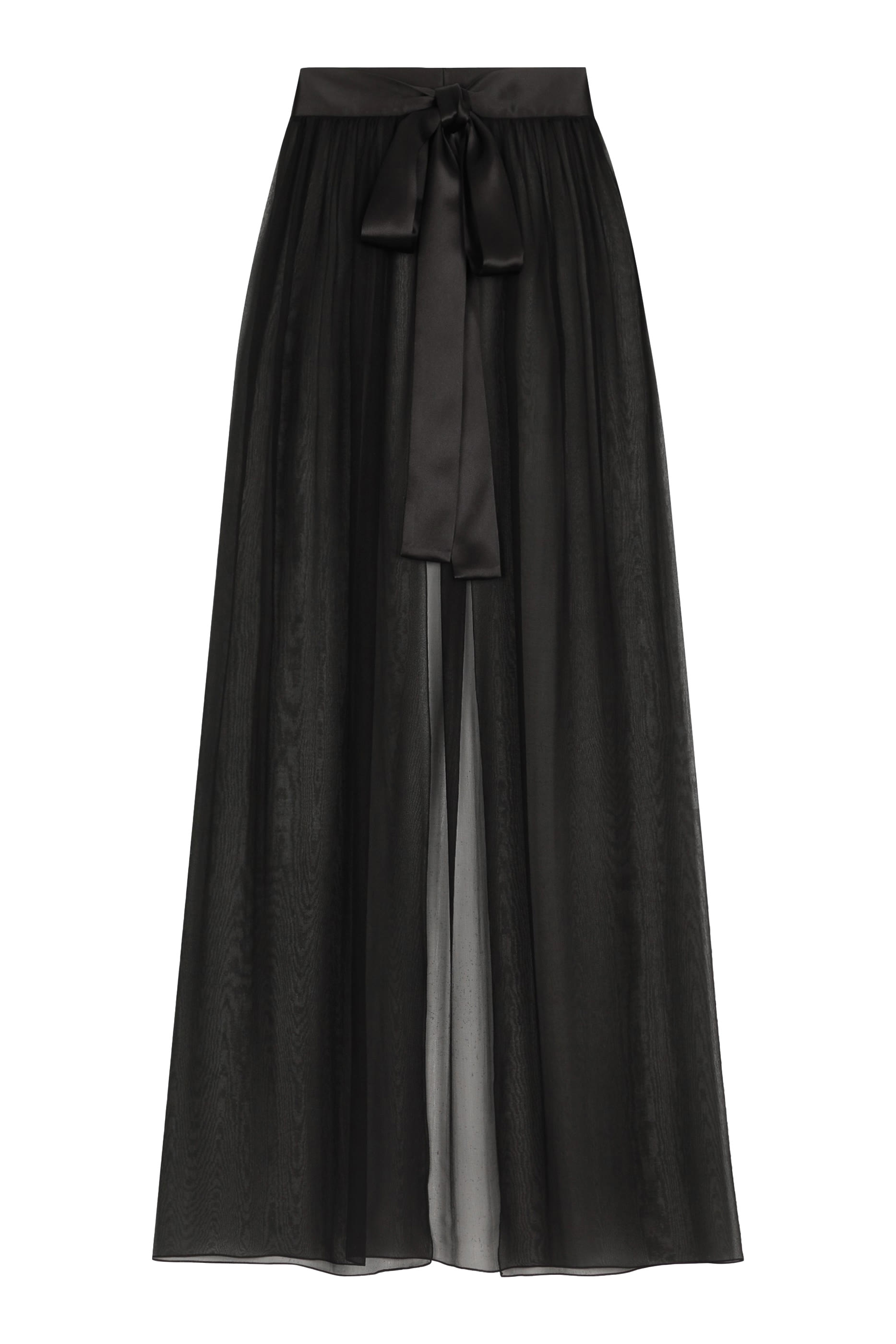 Long Silk Chiffon Skirt with Belt