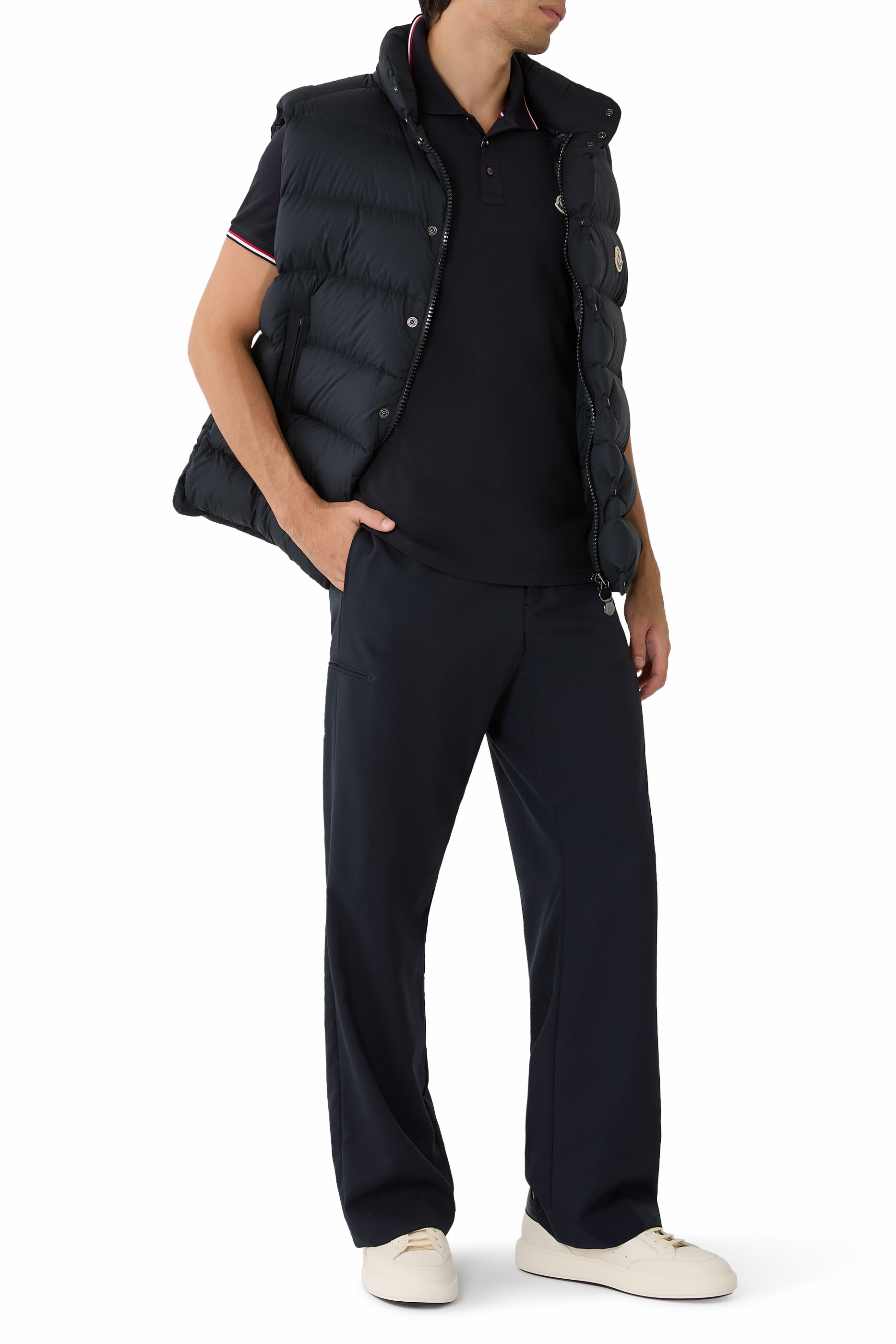 Tricolor-Trim Cotton Piquet Polo Shirt