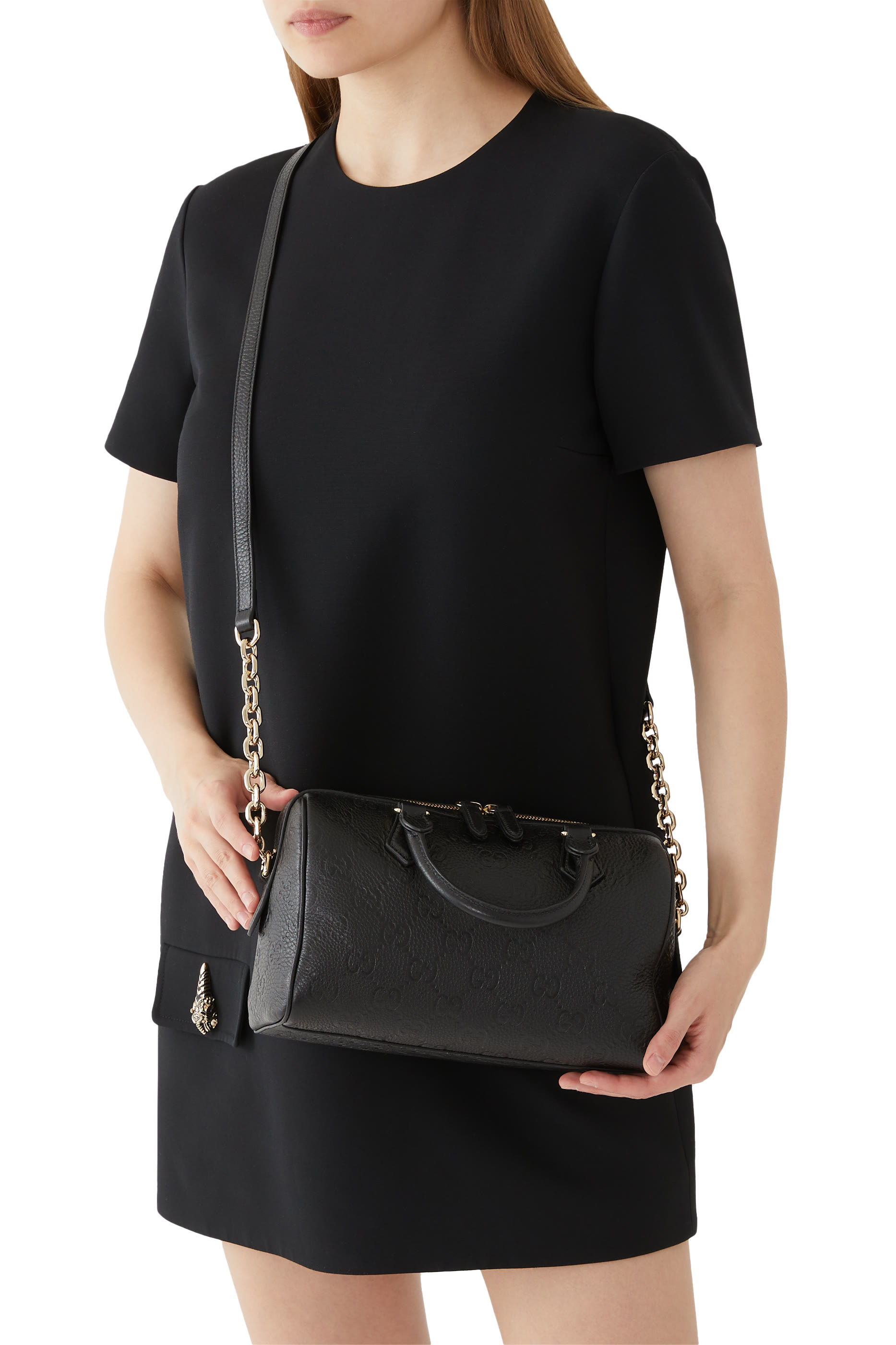 GG Emblem Small Top Handle Bag