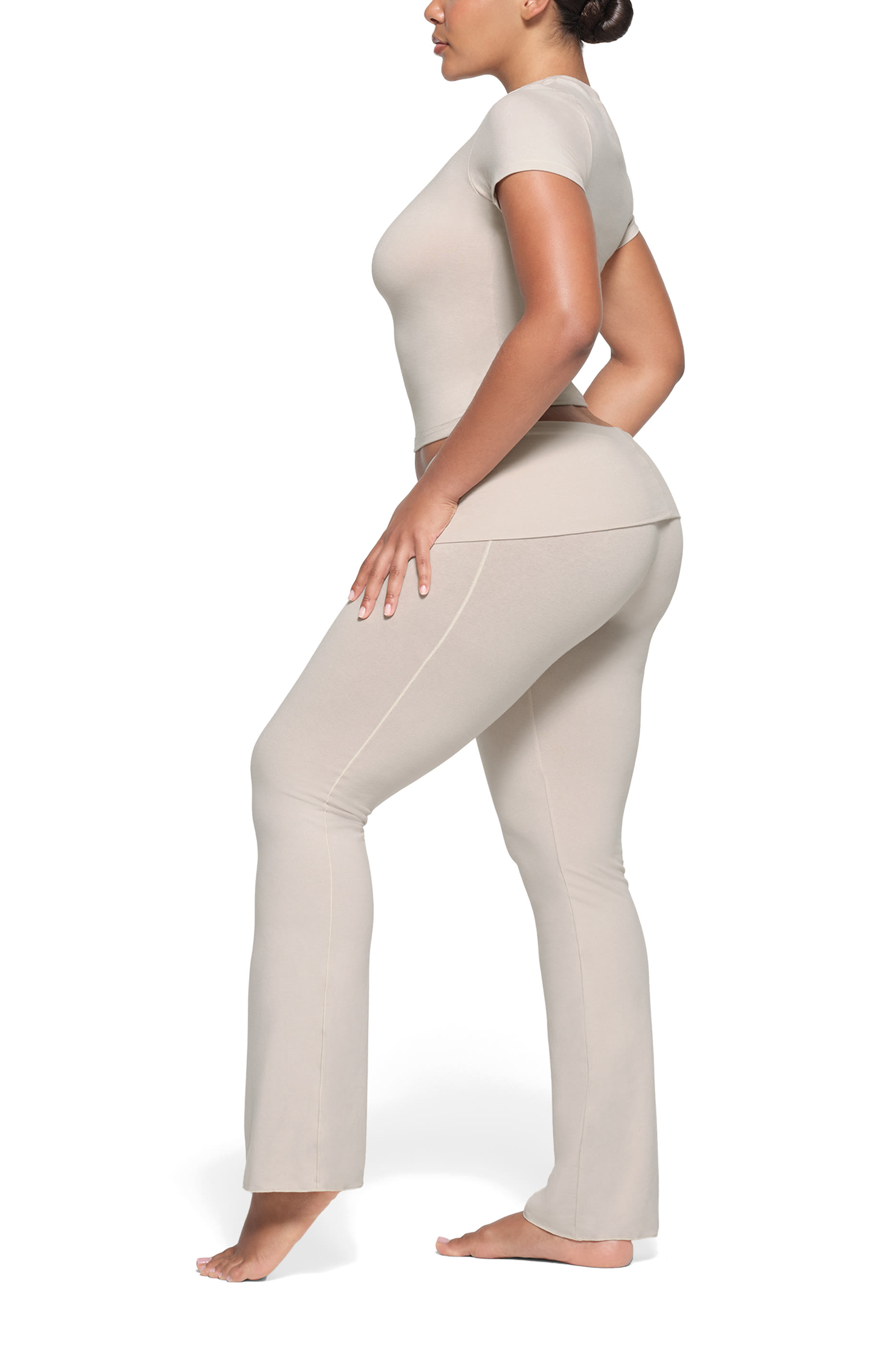  Cotton Jersey Foldover Pants 