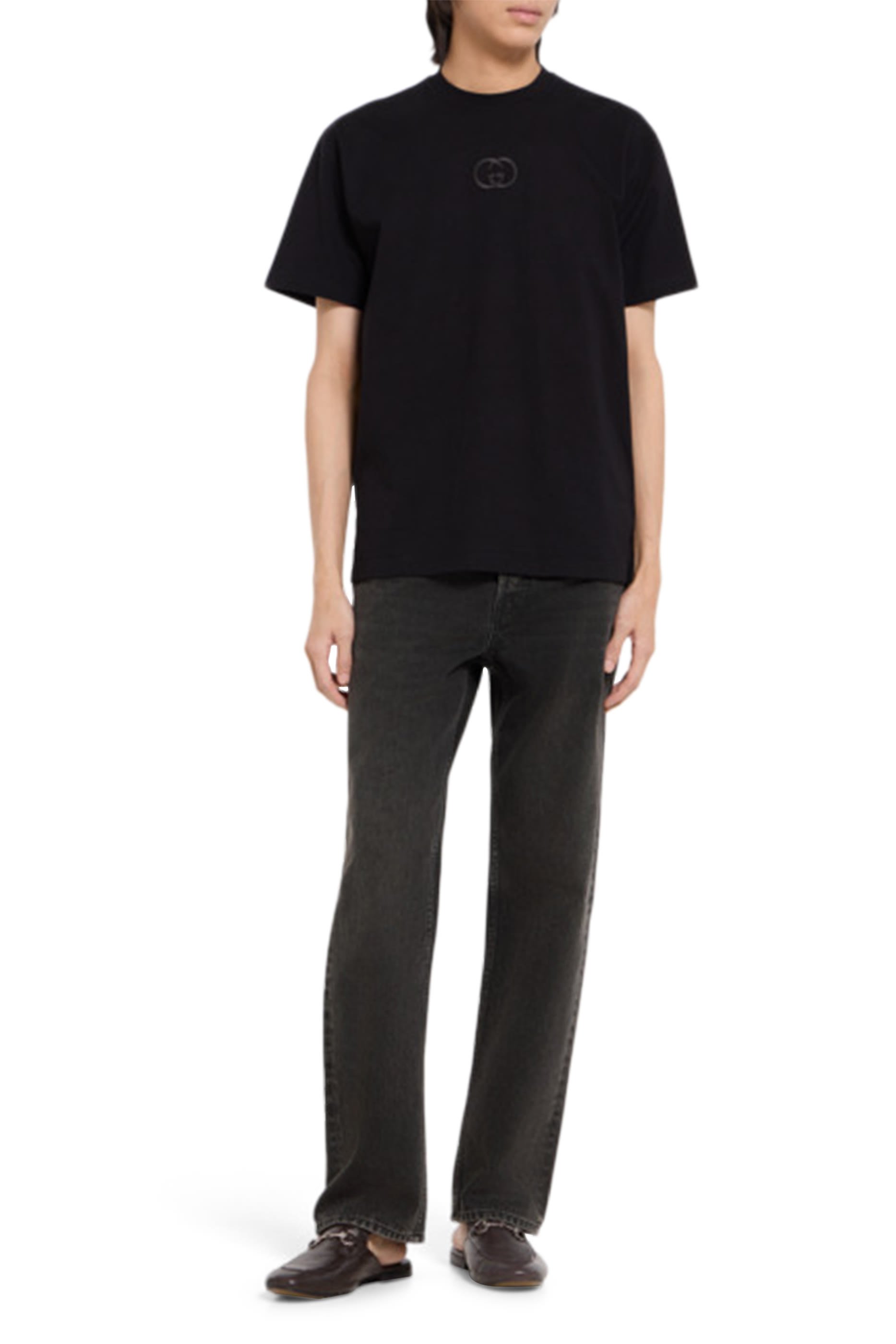 Cotton Jersey T-Shirt with Interlocking G Embroidery