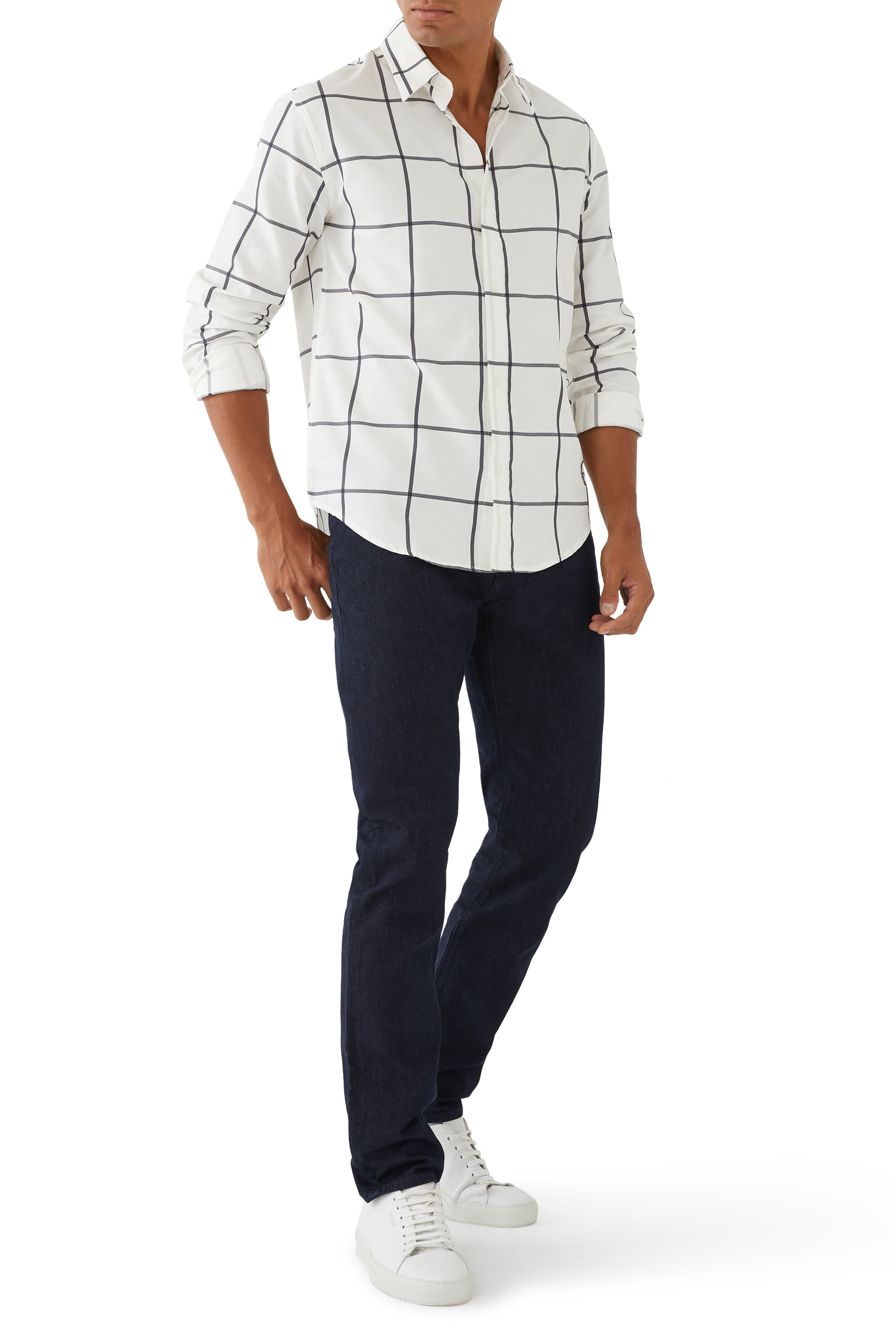 Grid Stripe Cotton Shirt