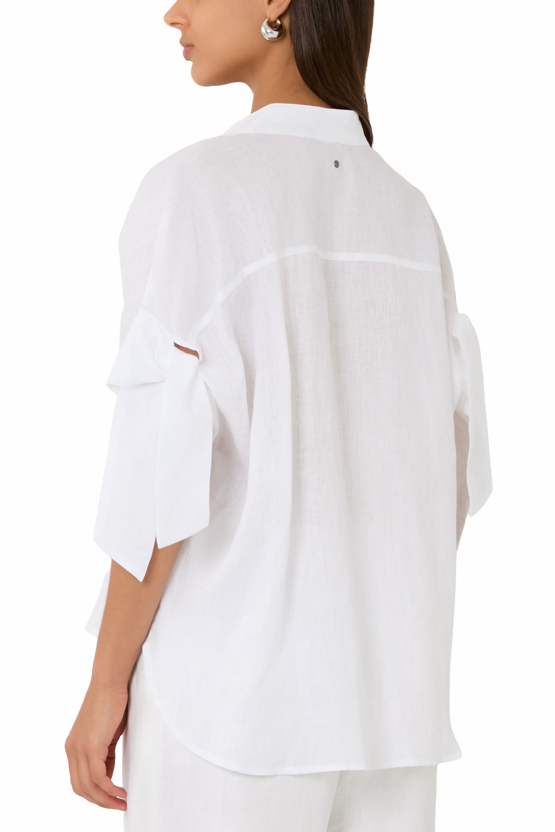 Linen Poplin Bow Shirt 