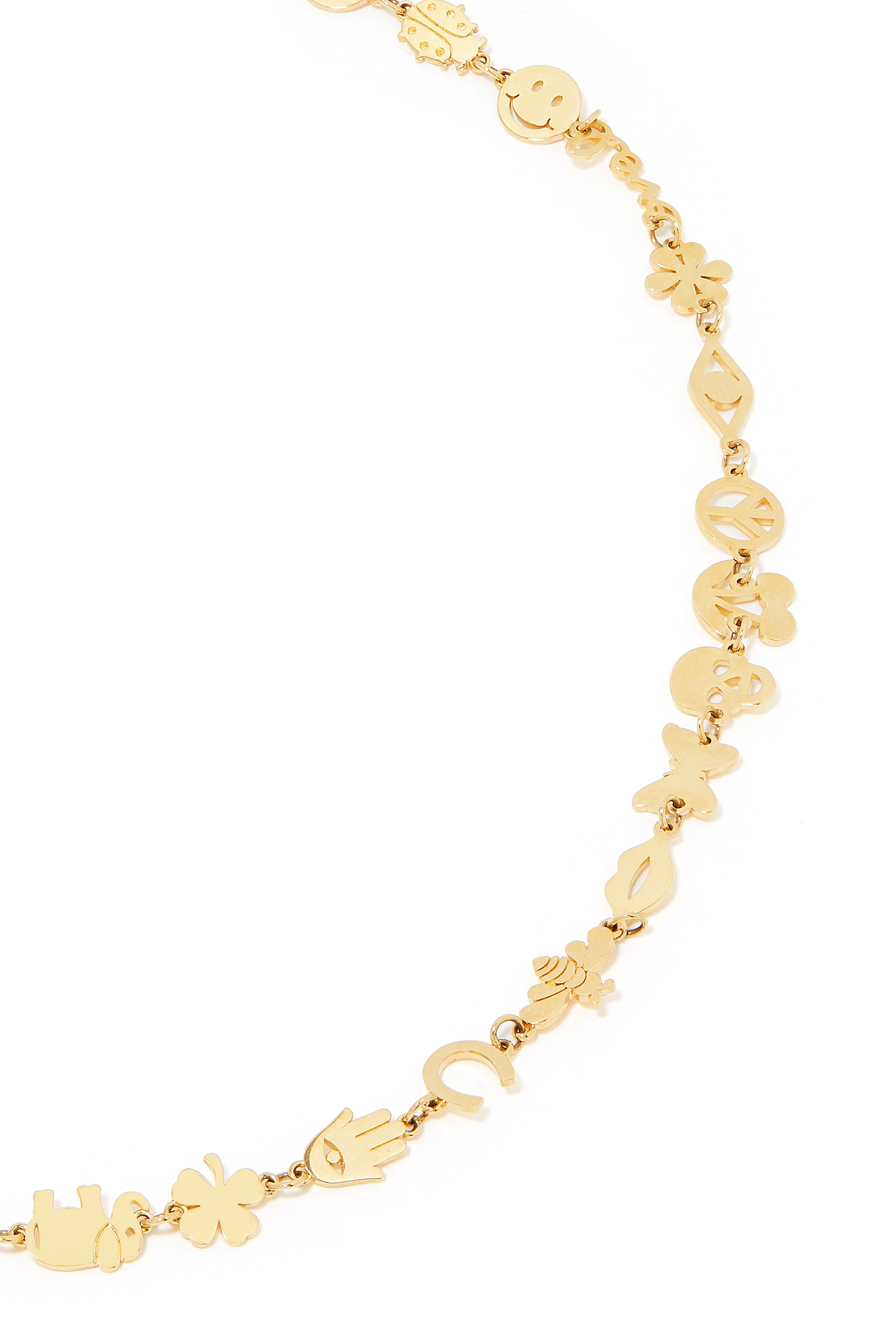 Multi-Icon Link Necklace, 14k Yellow Gold
