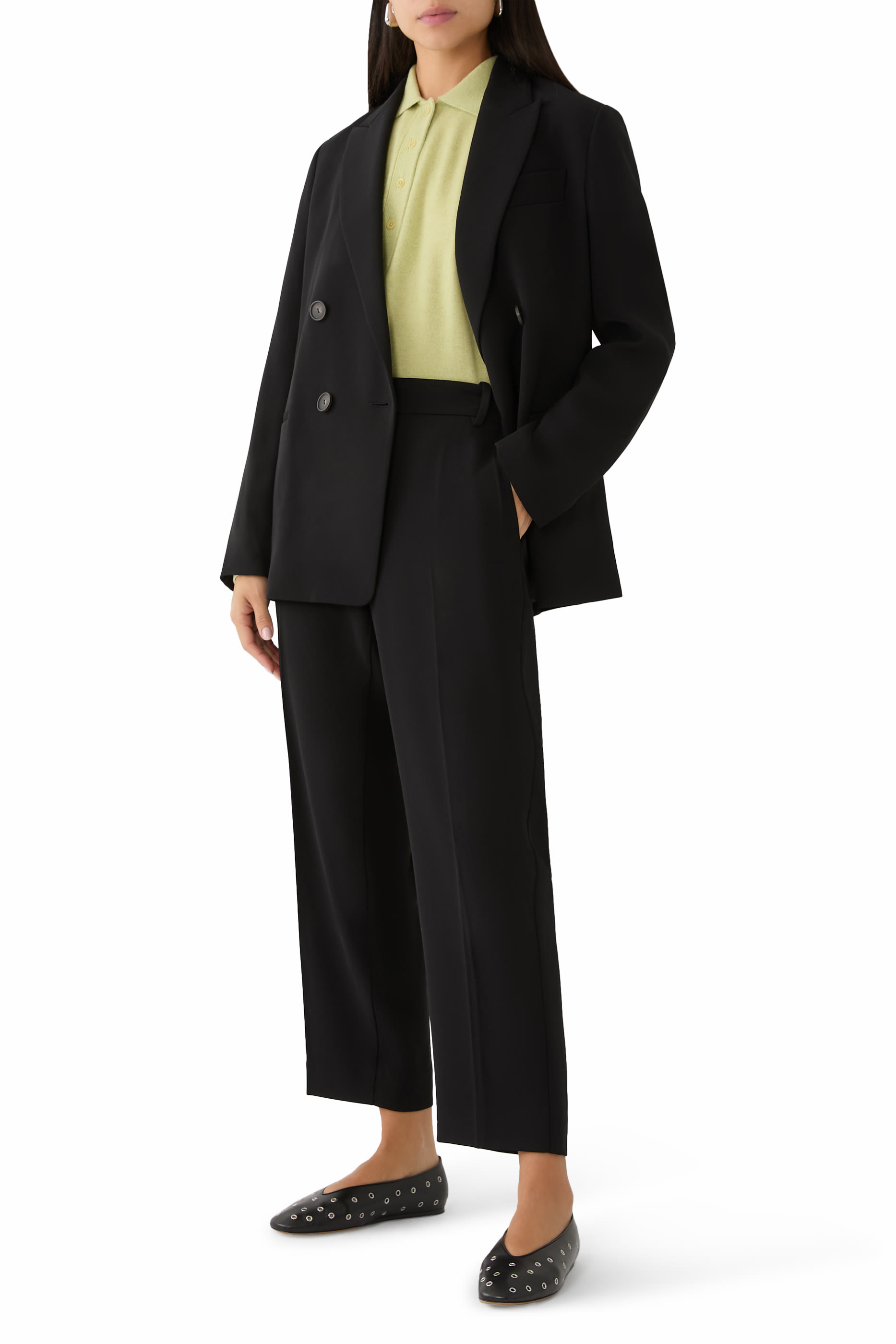 Crepe Double-Breasted Blazer