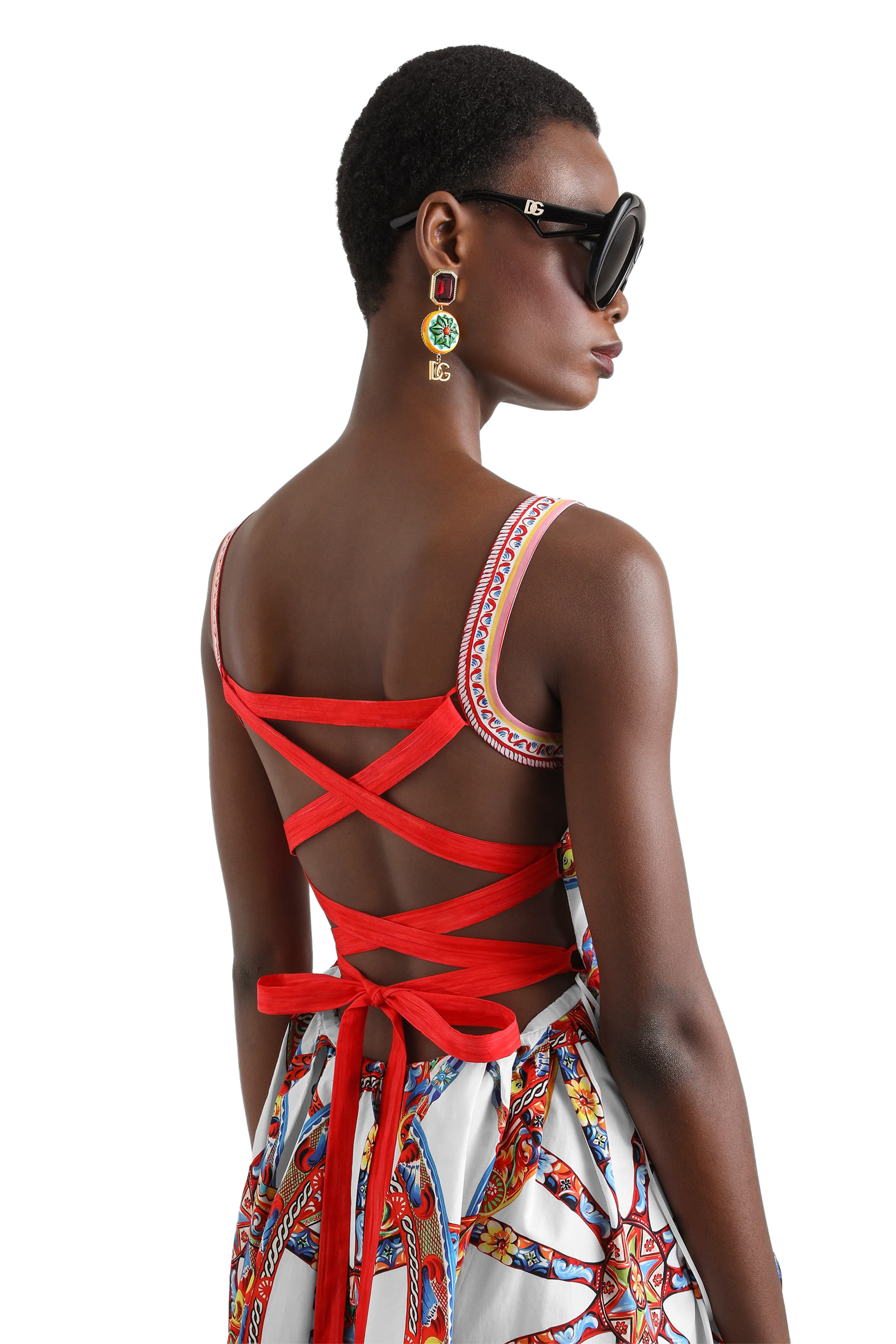 Carretto-Print Midi Dress