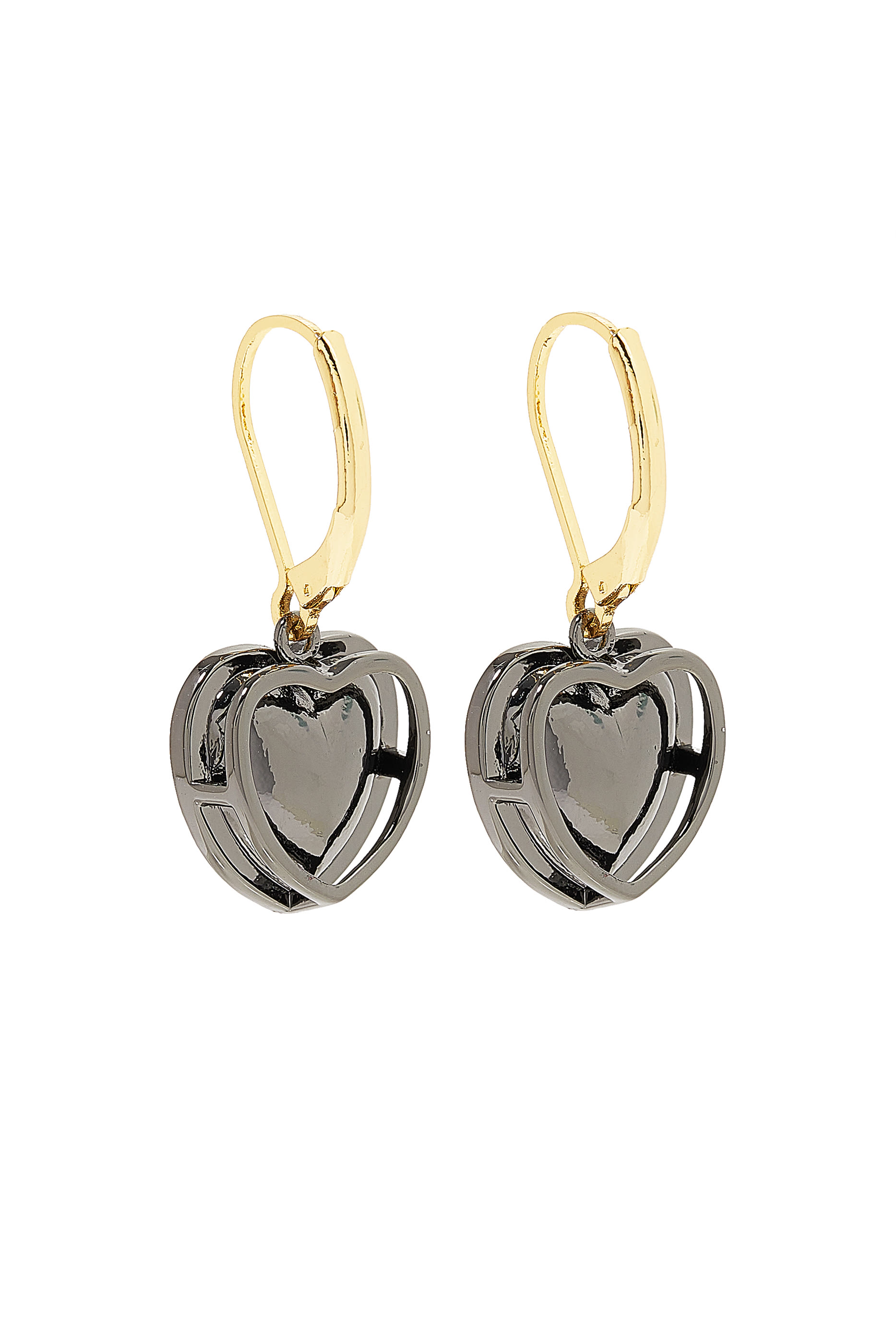 Crystal Heart Earrings, Gold-Plated Metal & Crystals