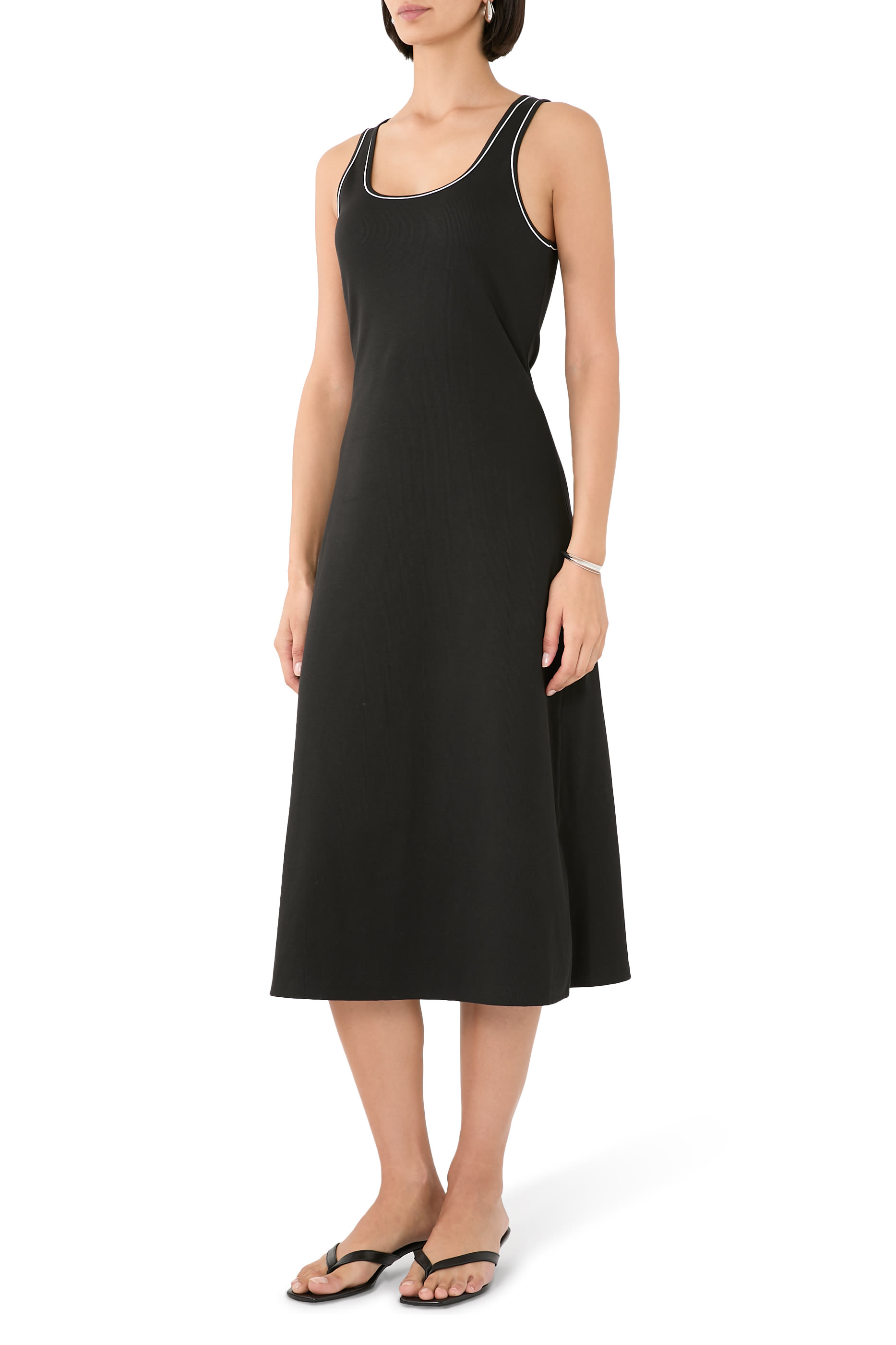 Rib Tank Dress with Contrast Trim