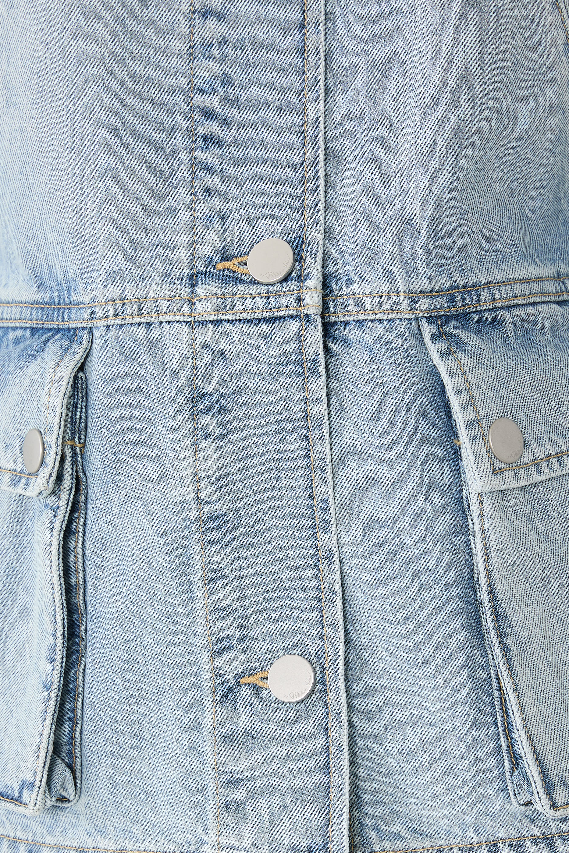 Collarless Trapeze Denim Jacket