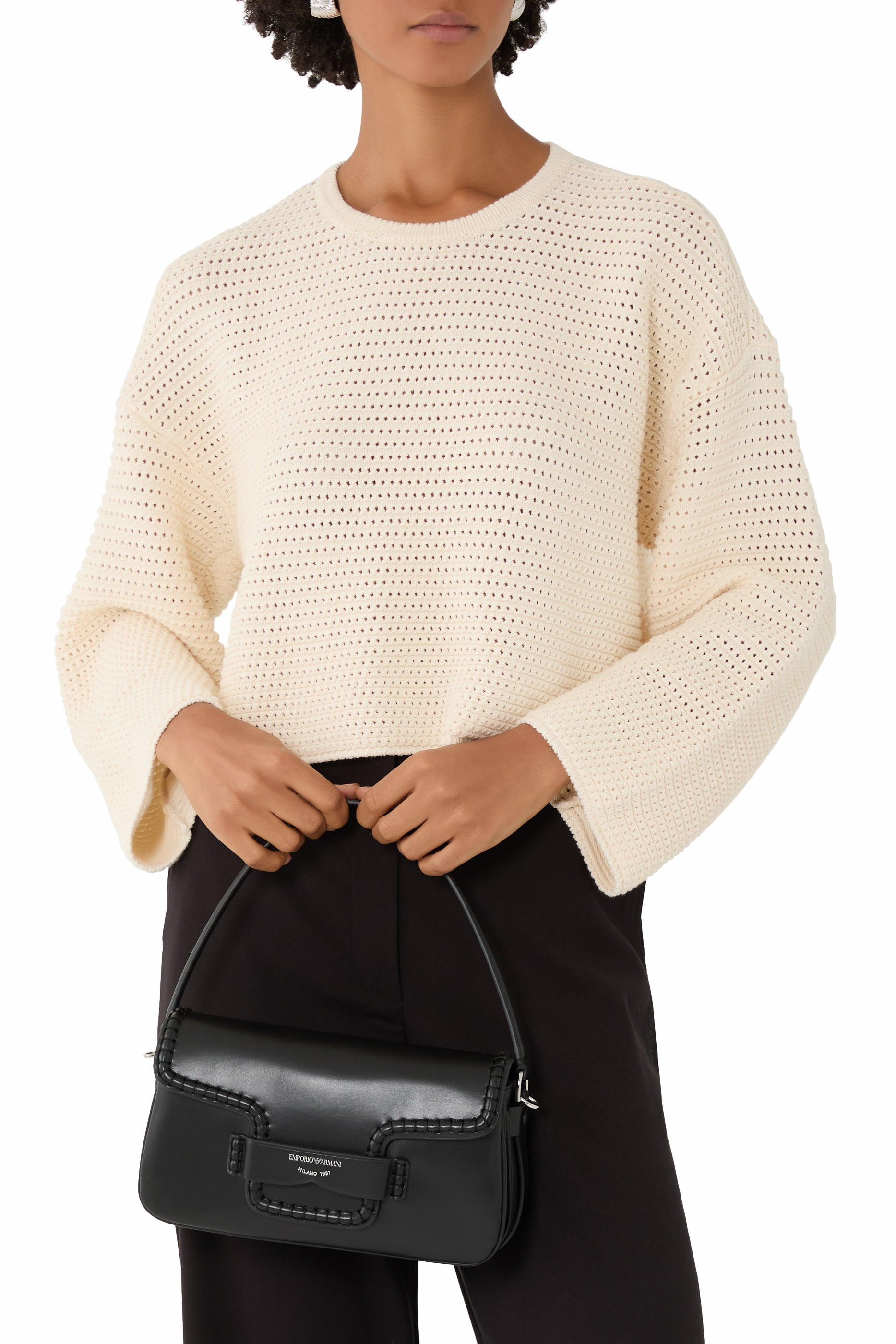 Braided Stitched Front Crossbody Bag