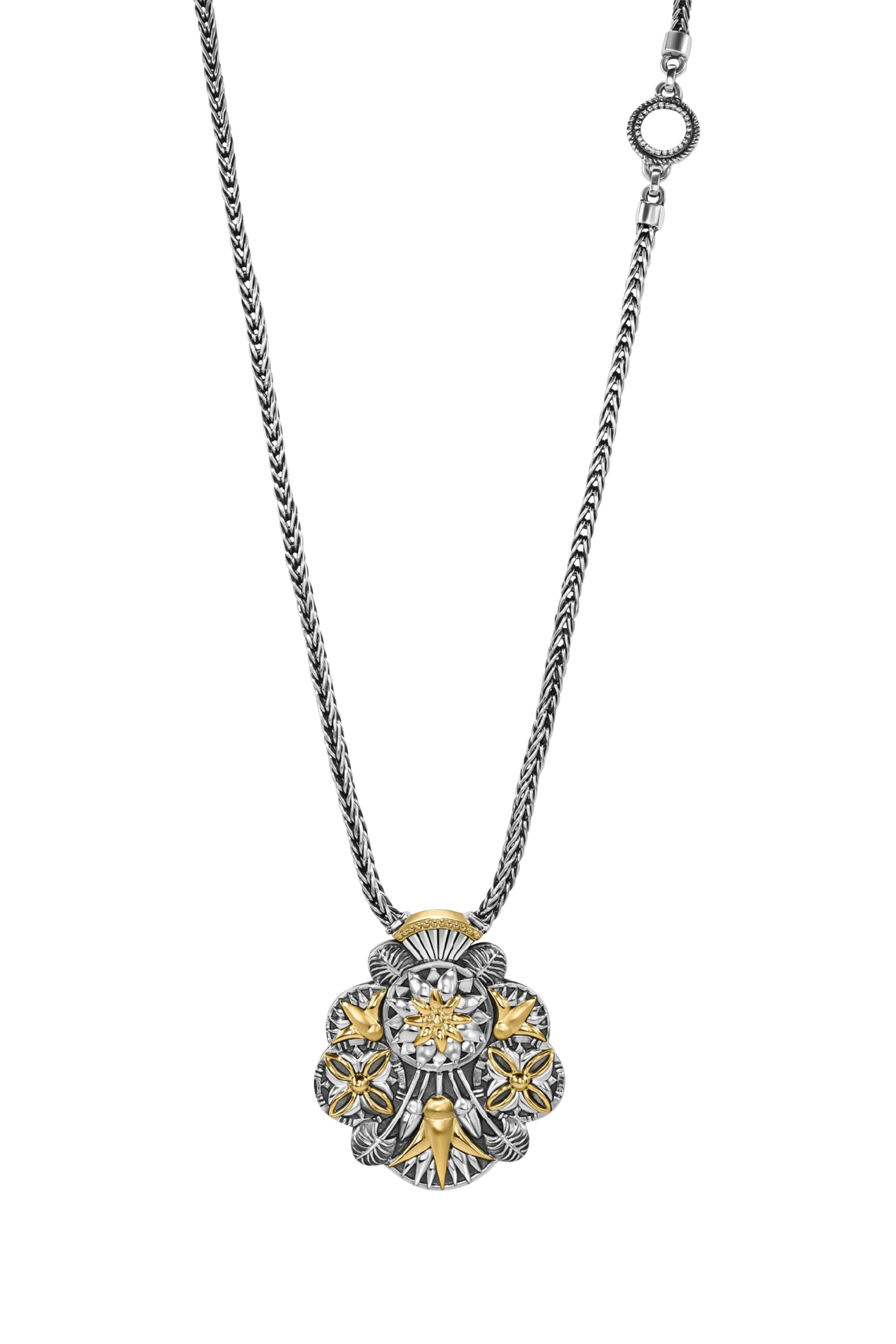 Pendant Necklace, 18K Yellow Gold, Sterling Silver & Diamonds