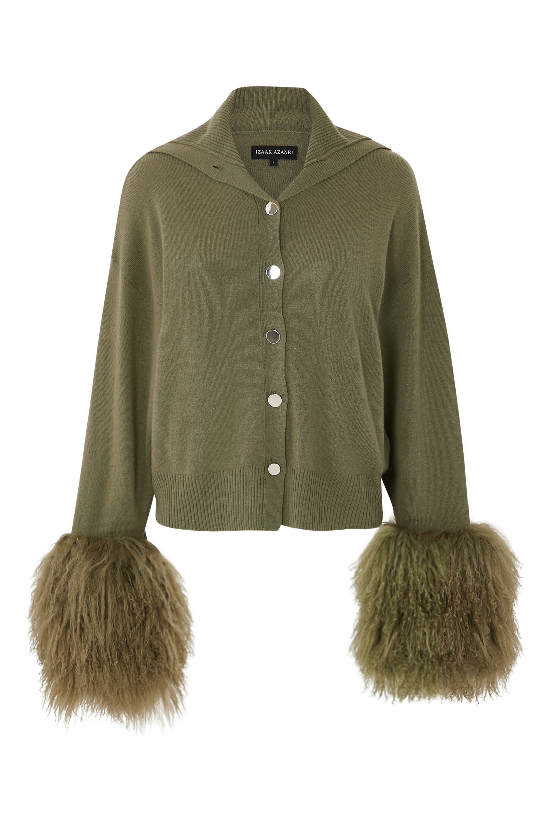 Shearling-Cuff Cardigan