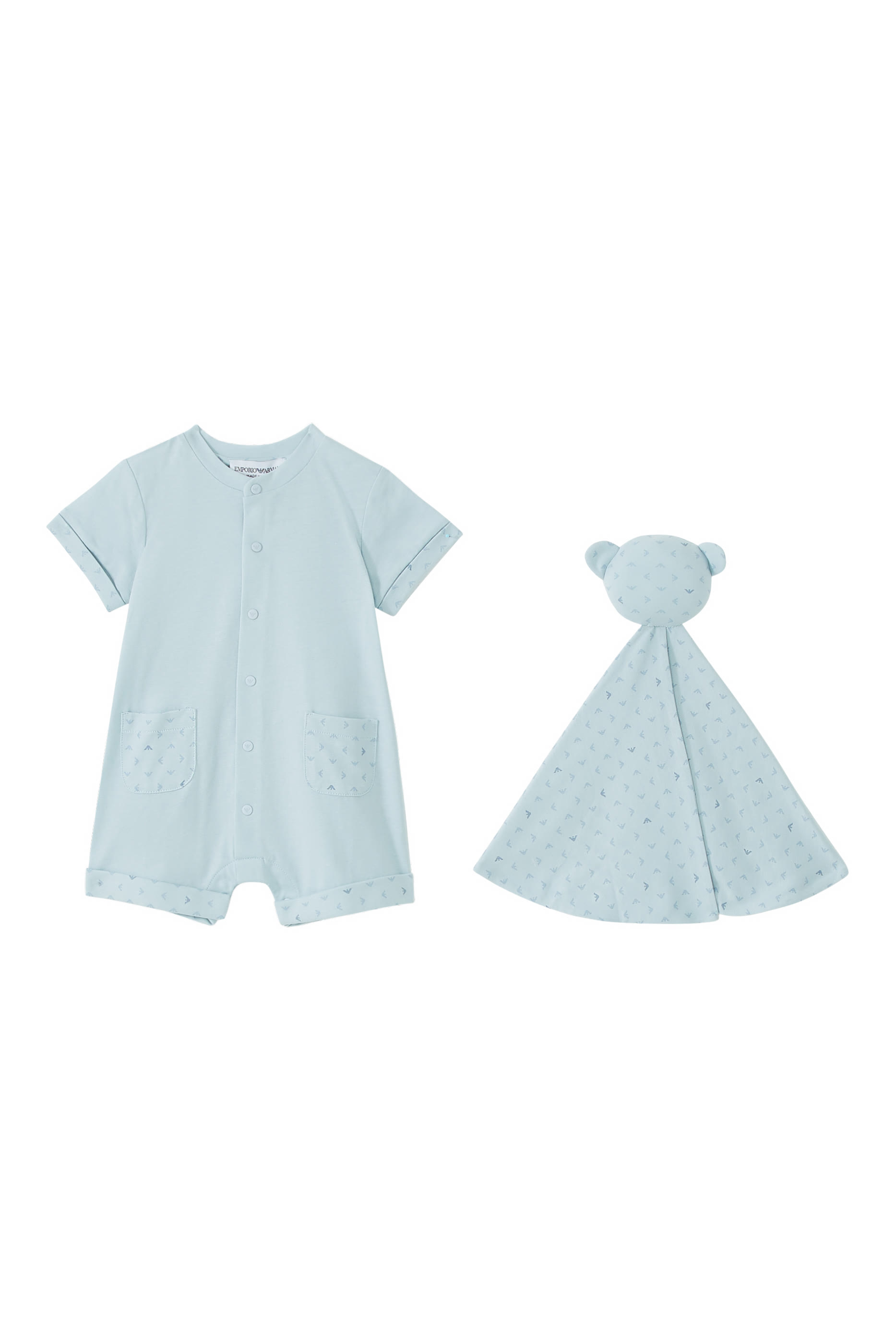 Eagle Logo Print Jumpsuit and Hat Set