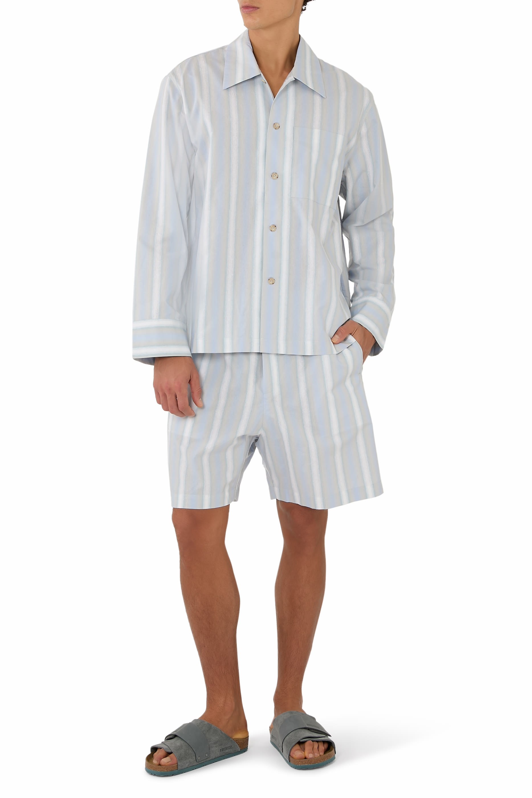 Gradient Cotton Stripe Shorts 