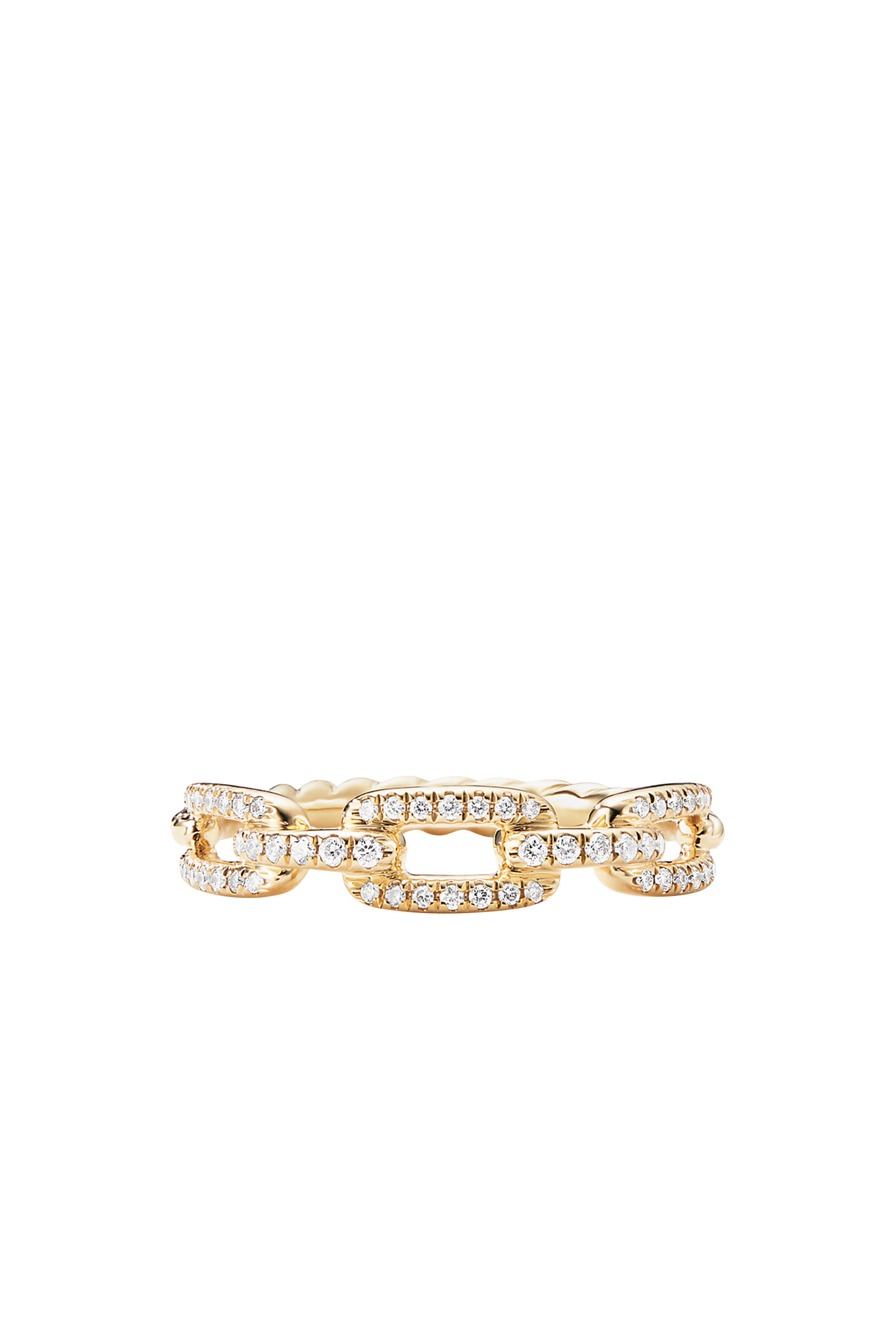 Stax Chain Link Ring, 18k Yellow Gold & Diamonds