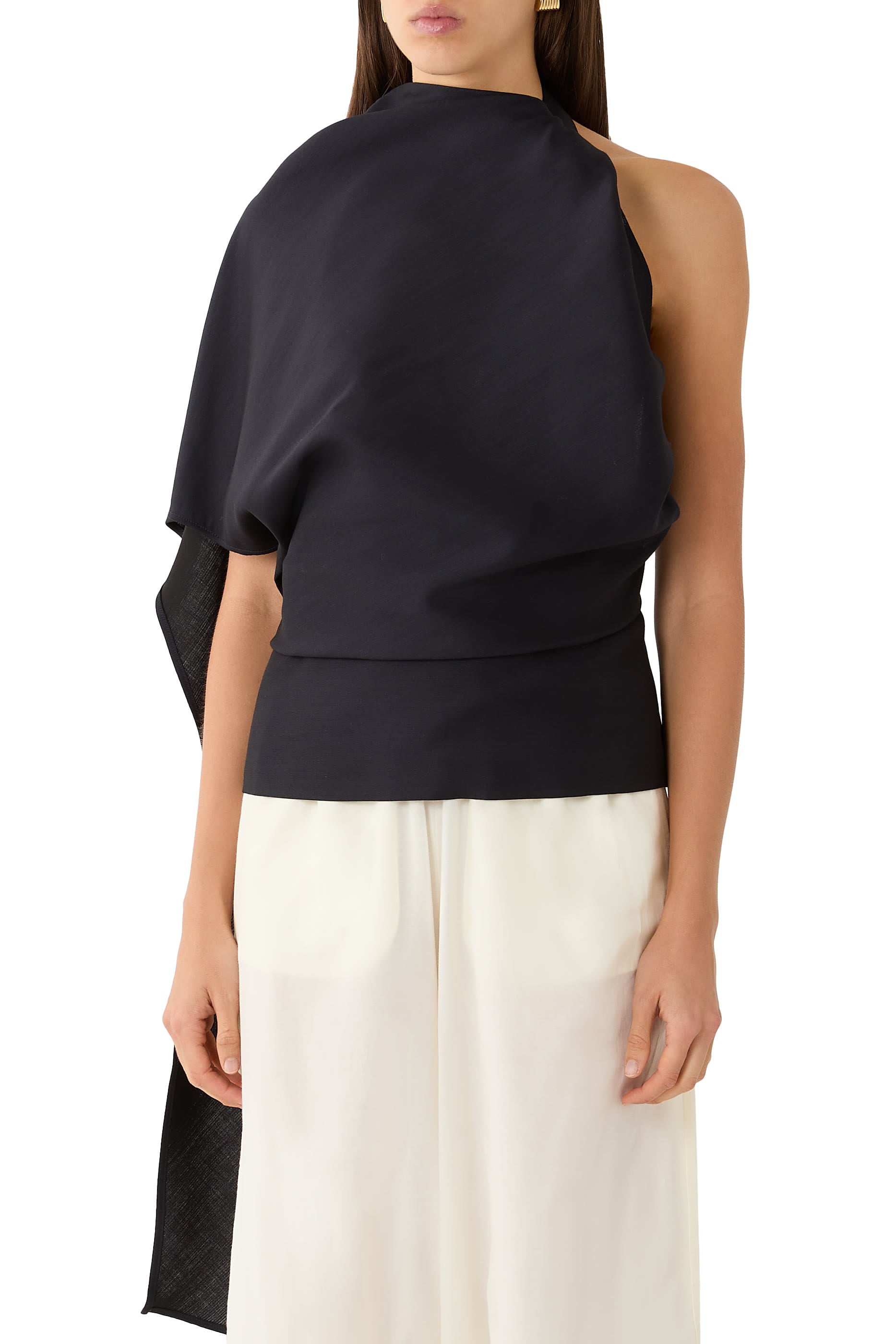 Draped Open Back Wool Top