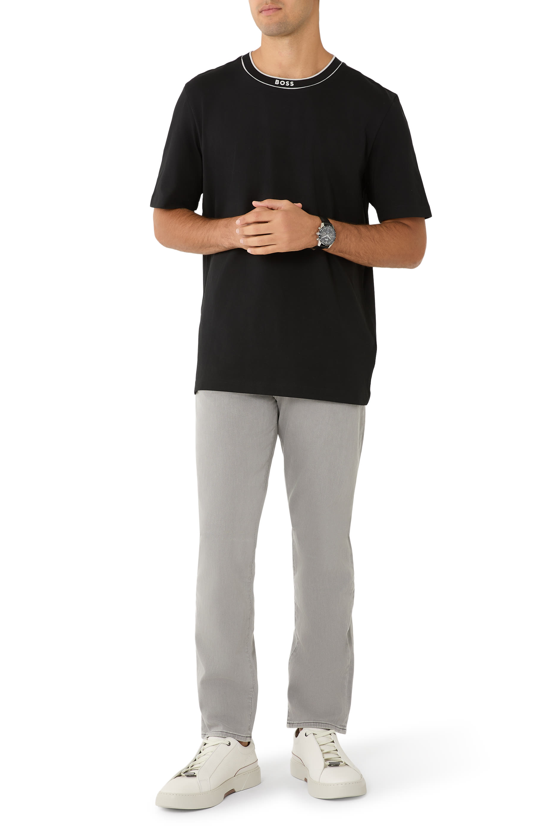 Logo Stripe Collar T-Shirt