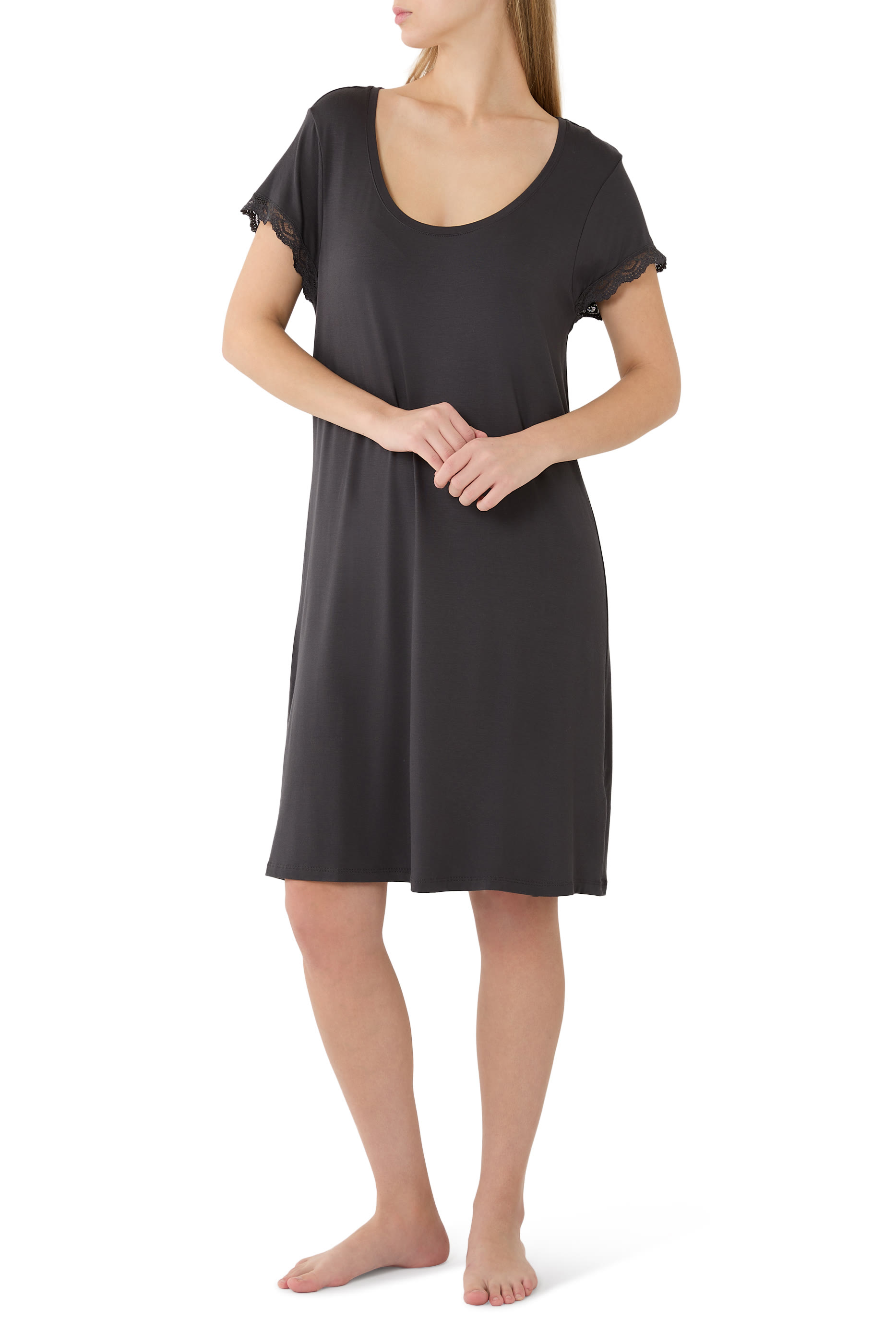 Jersey Scoop Neck Lace Trim Nightie