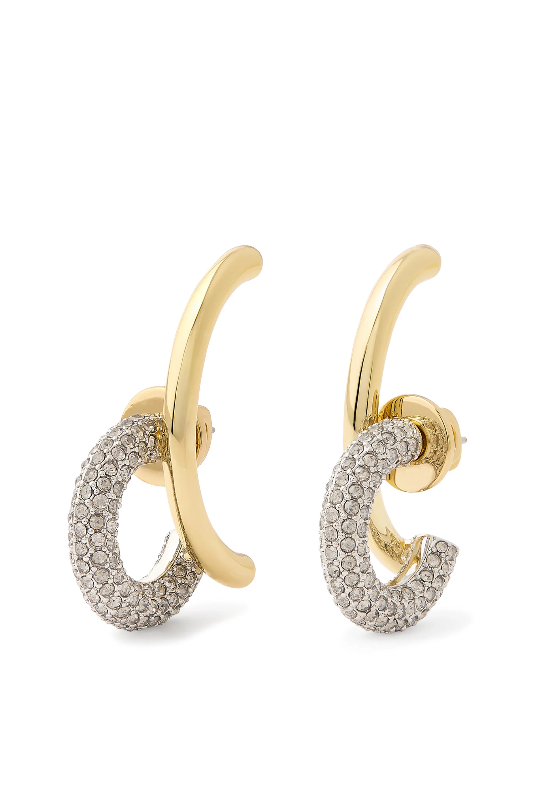 Marisa Pav&eacute; Hoops, 12K Gold Plated Brass & Crystals