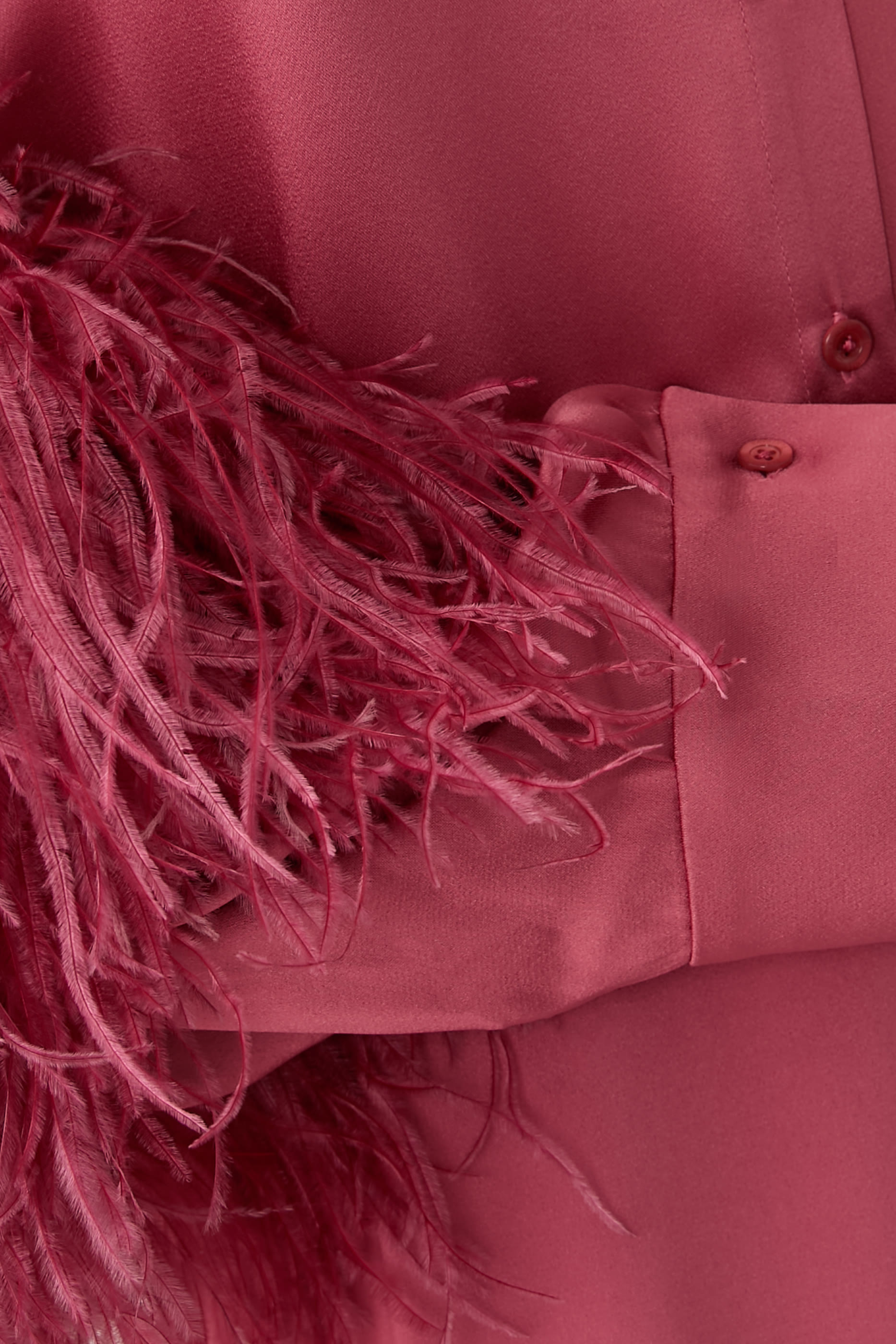 Satin Button Down With Feathers Blouse