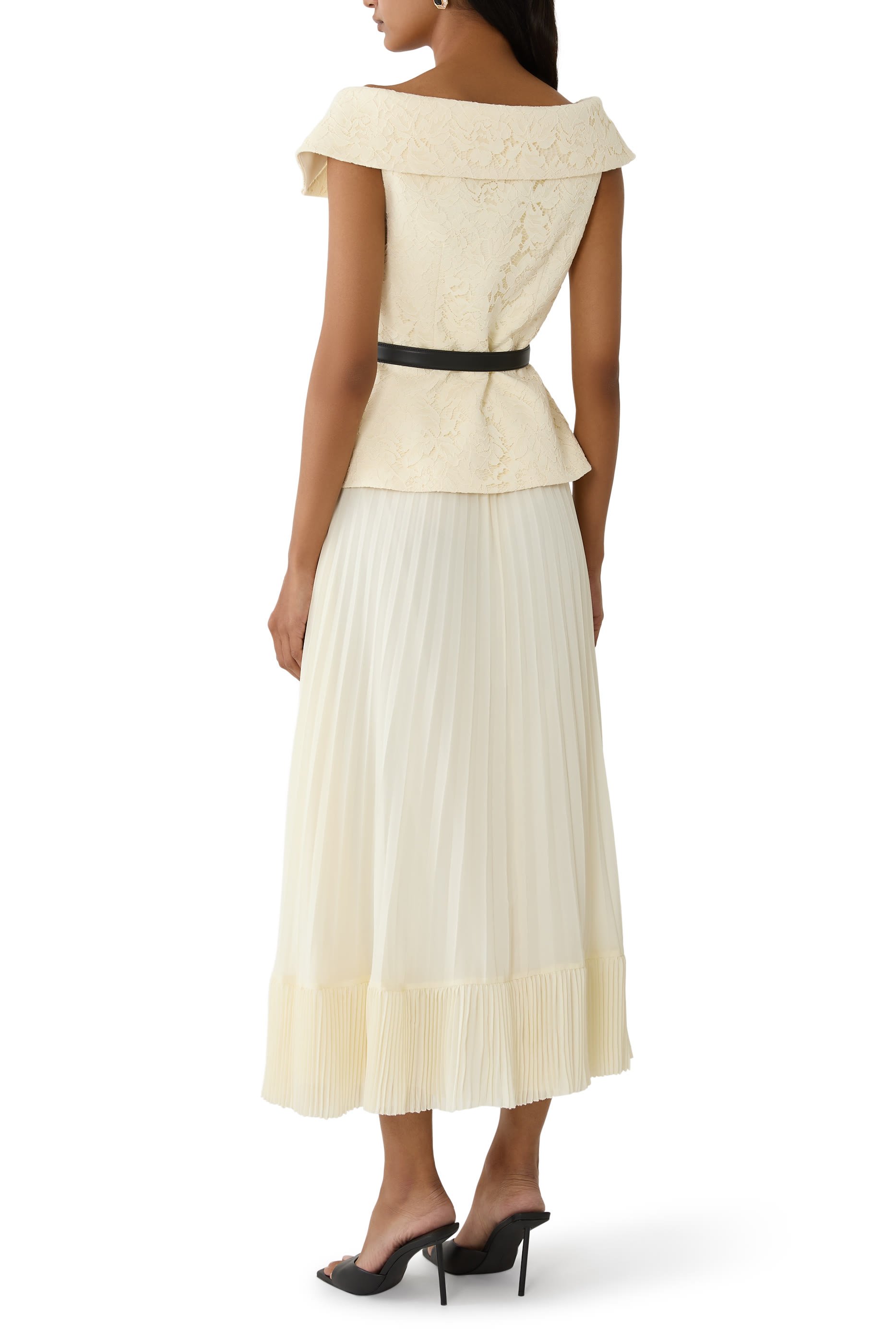 Lace Chiffon Midi Dress