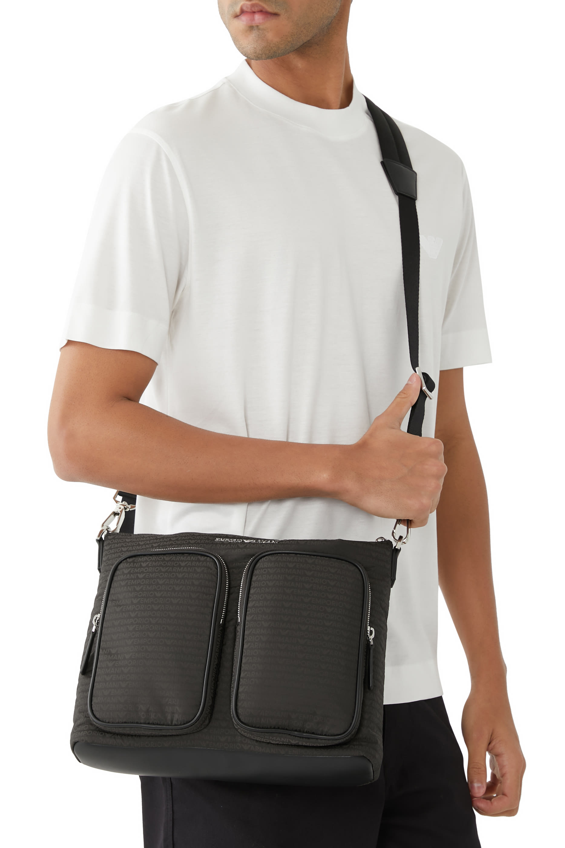 EA Logo Crossbody Jacquard Bag