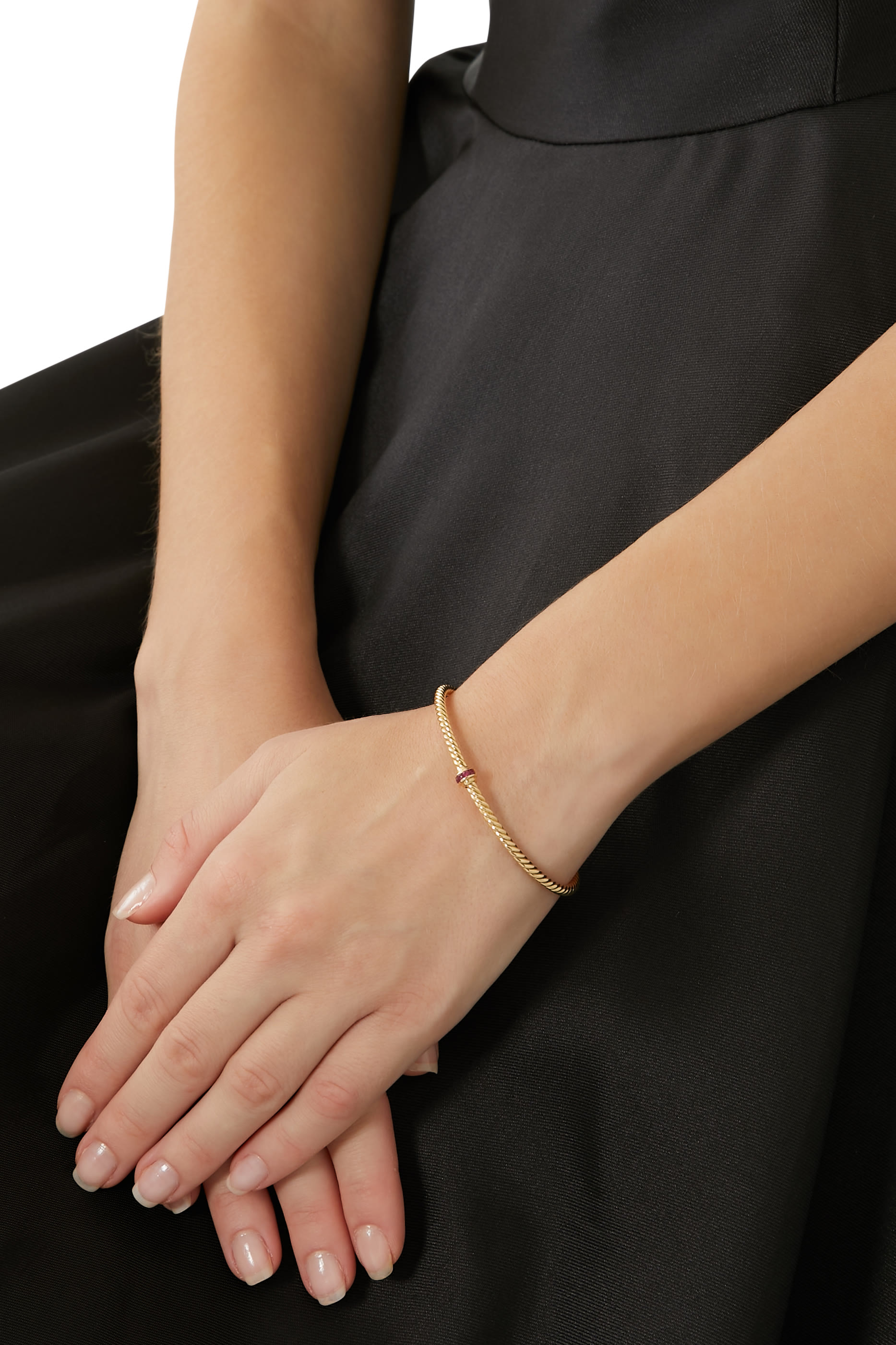 Cable Classics Center Station Bracelet, 18k Yellow Gold & Ruby