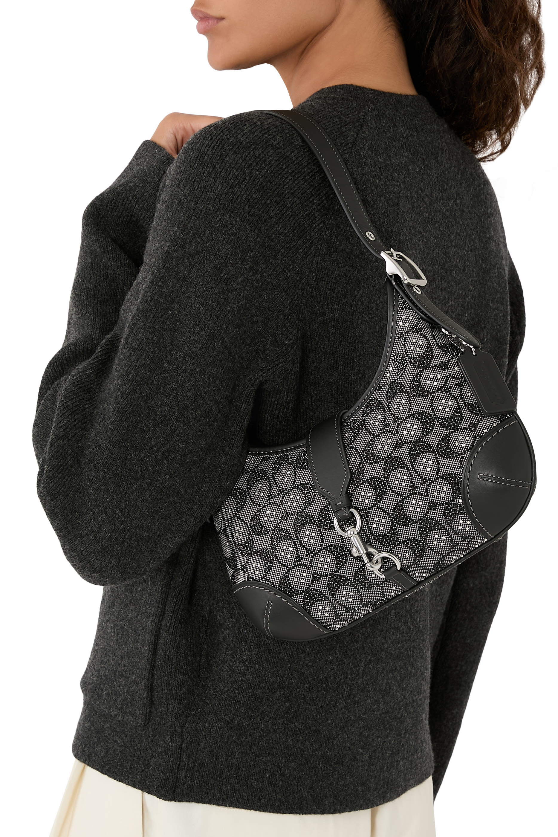 Hamptons Hobo Bag in Crystal Signature Jacquard