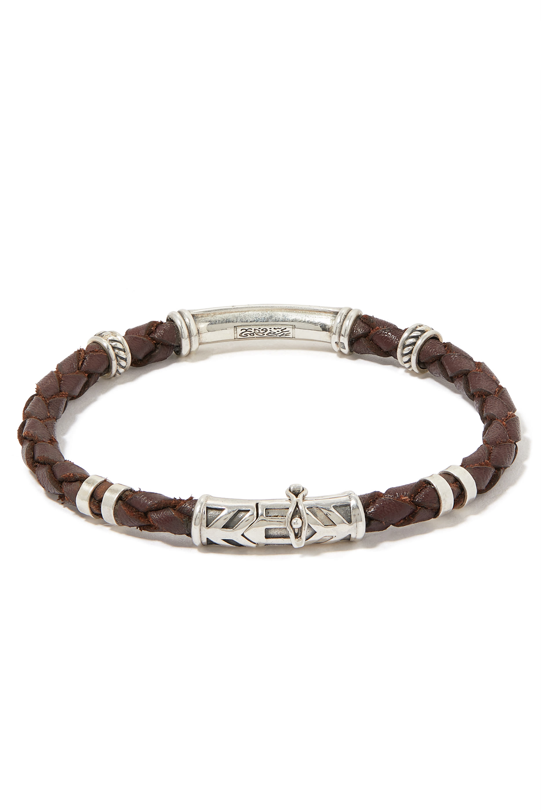 Calligraphy Bracelet, Silver & Leather